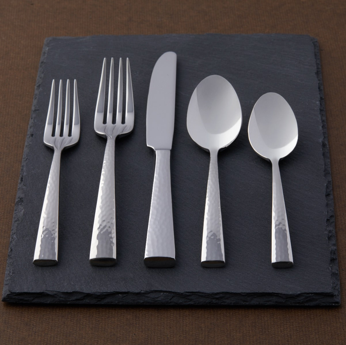 Hammered Flatware Set 20-Piece for Rustic Dining | Cabria