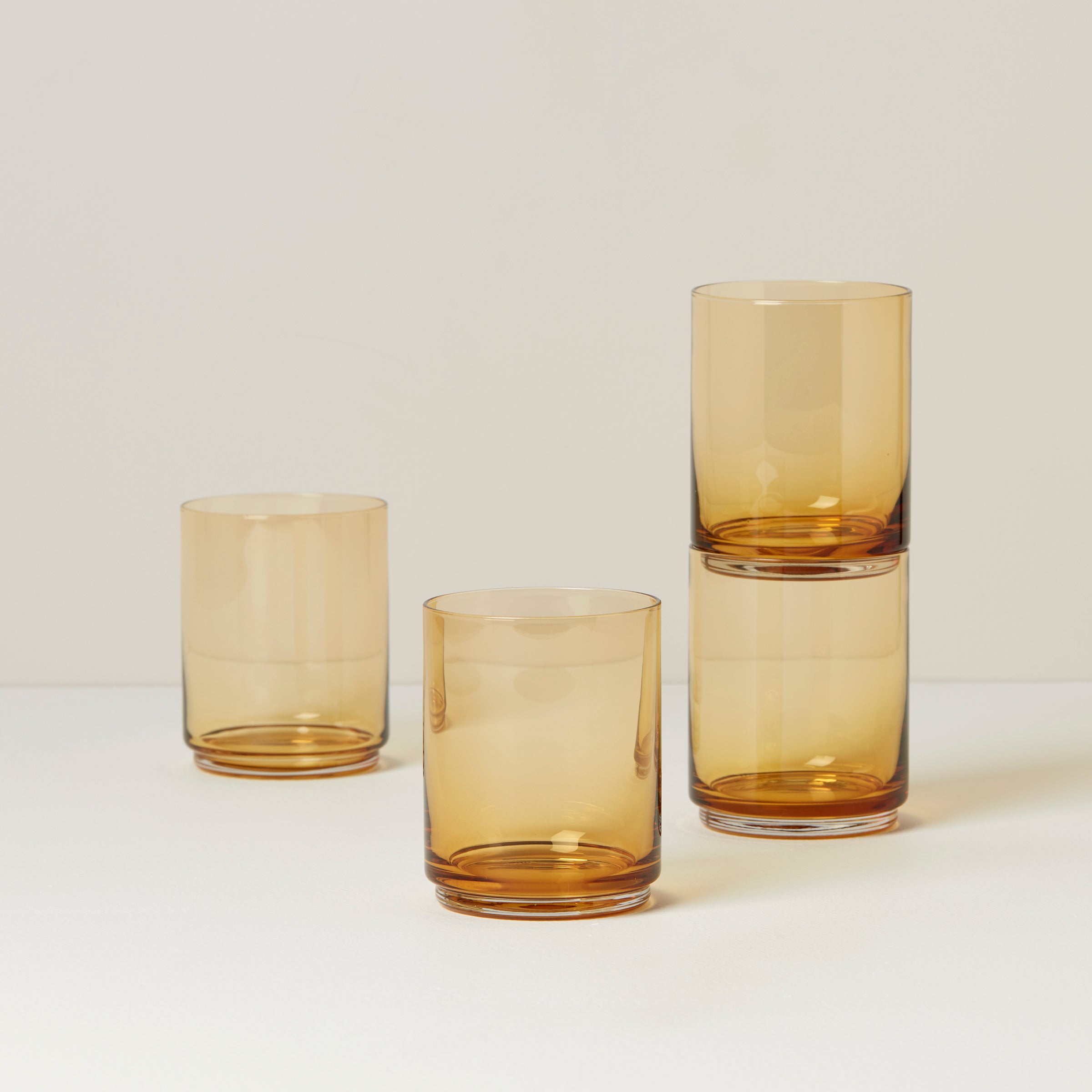 Stackable Amber Tall Glasses Set of 4 | Tuscany Classics