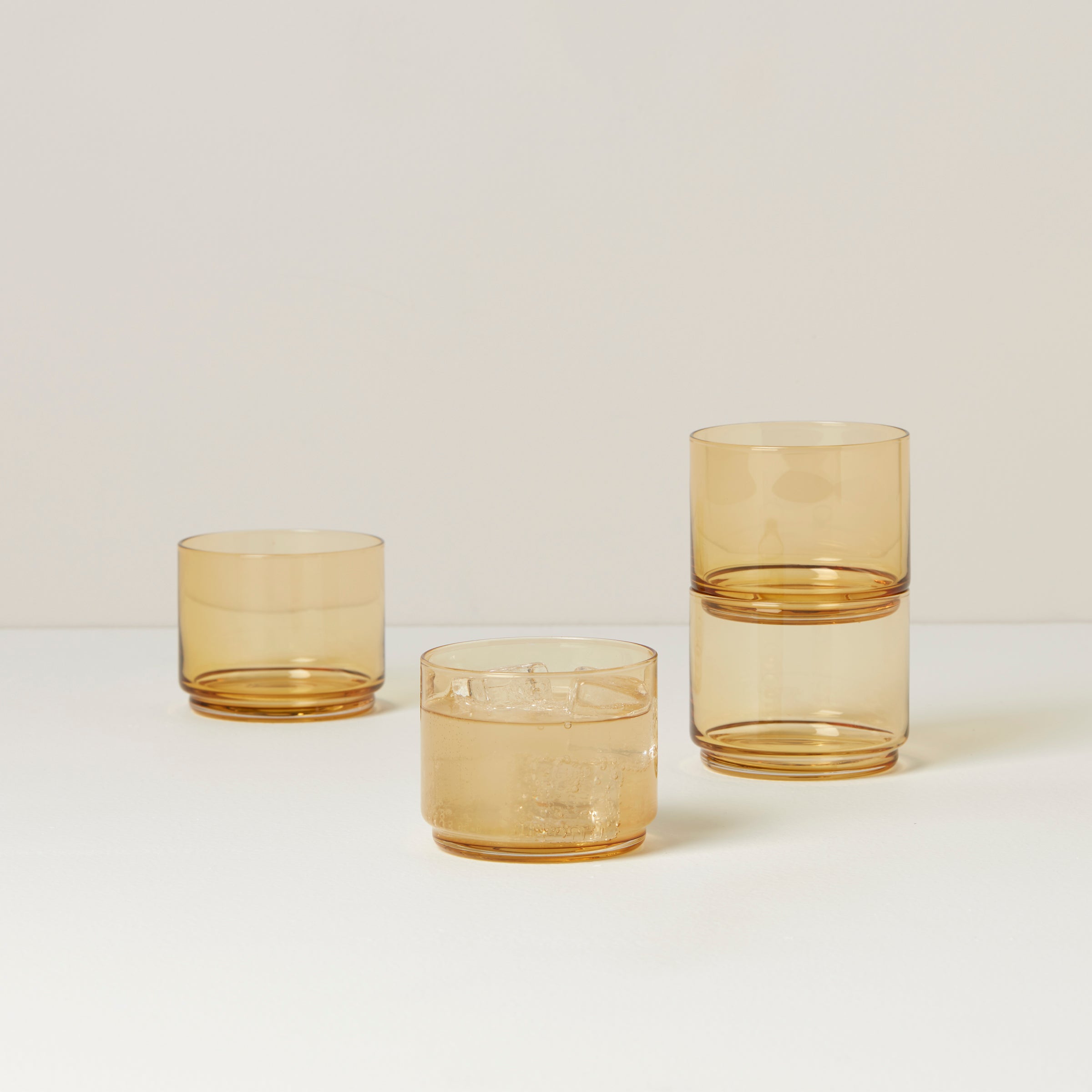 Stackable Amber Short Glasses Set of 4 | Tuscany Classics