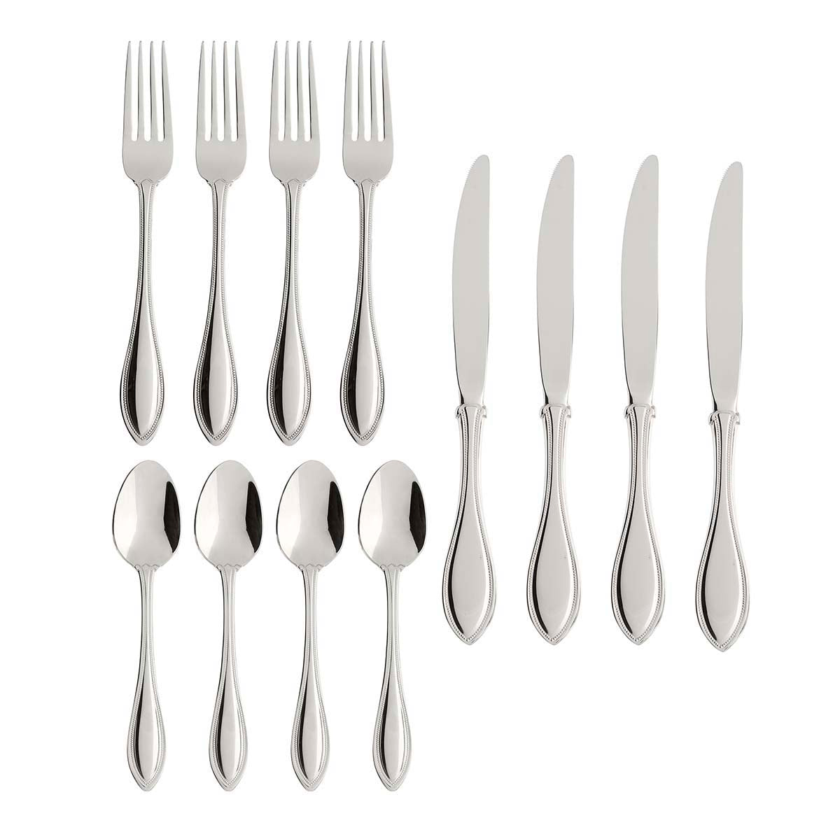 12-Piece Flatware Set with Beaded Border | American Harmony