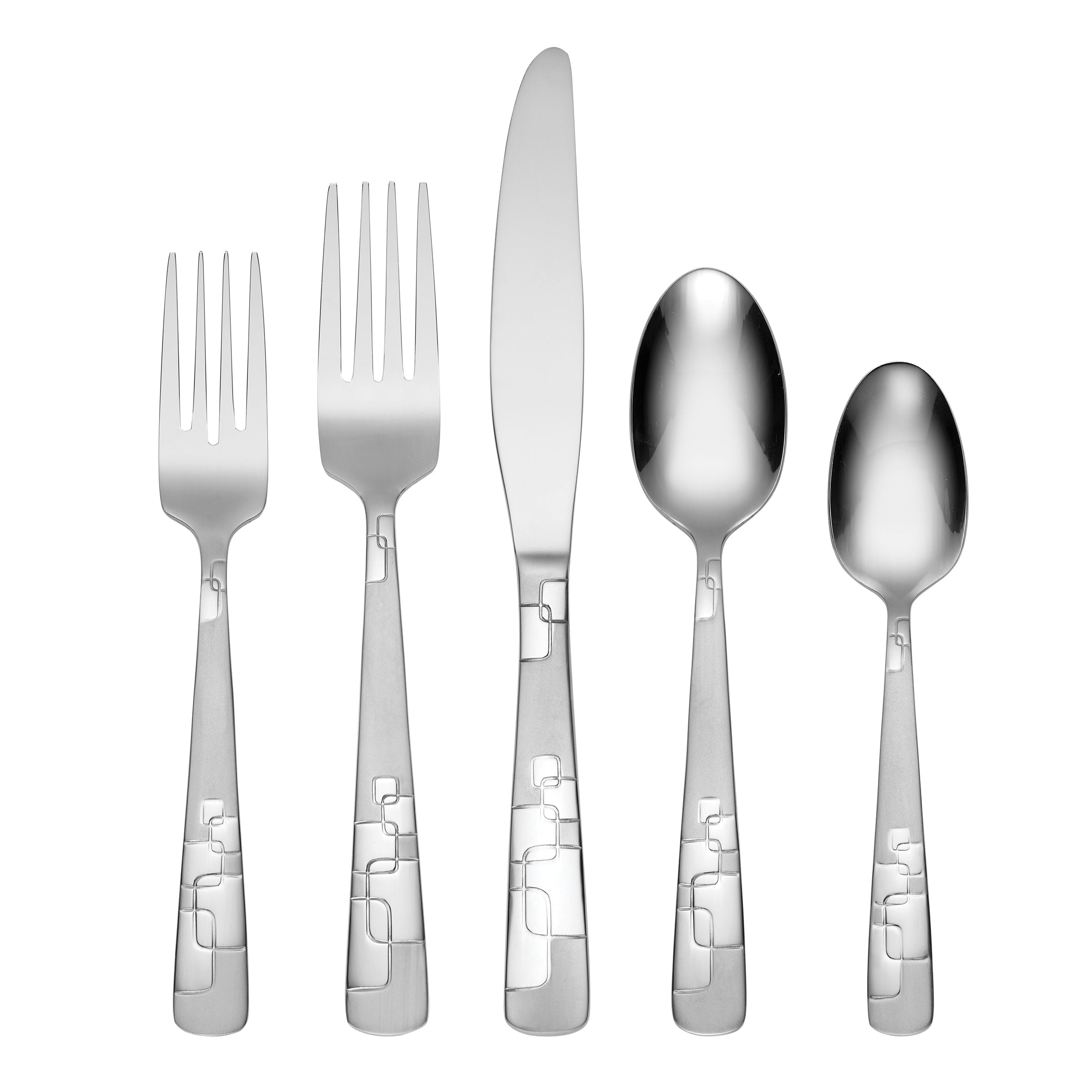 Modernist 20-Piece Flatware Set with Geometric Design | Quadratic