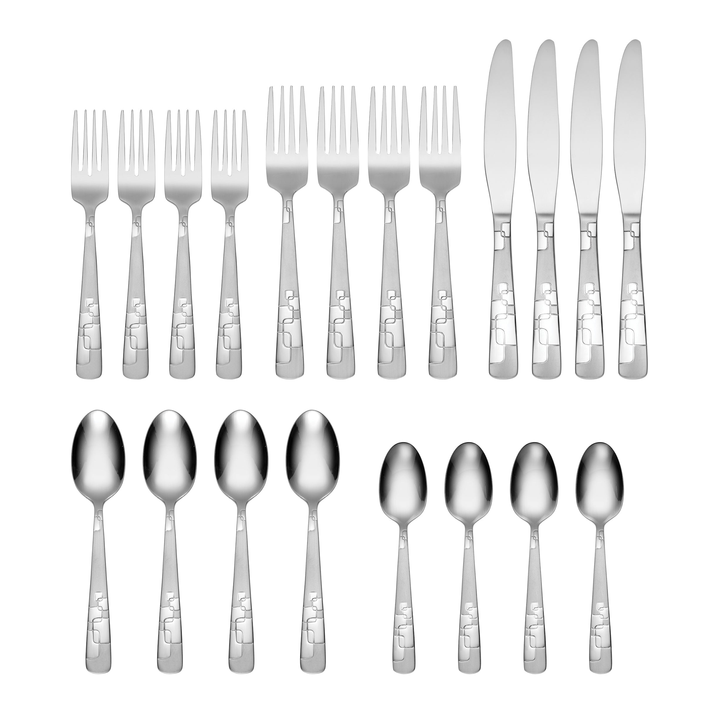 Modernist 20-Piece Flatware Set with Geometric Design | Quadratic