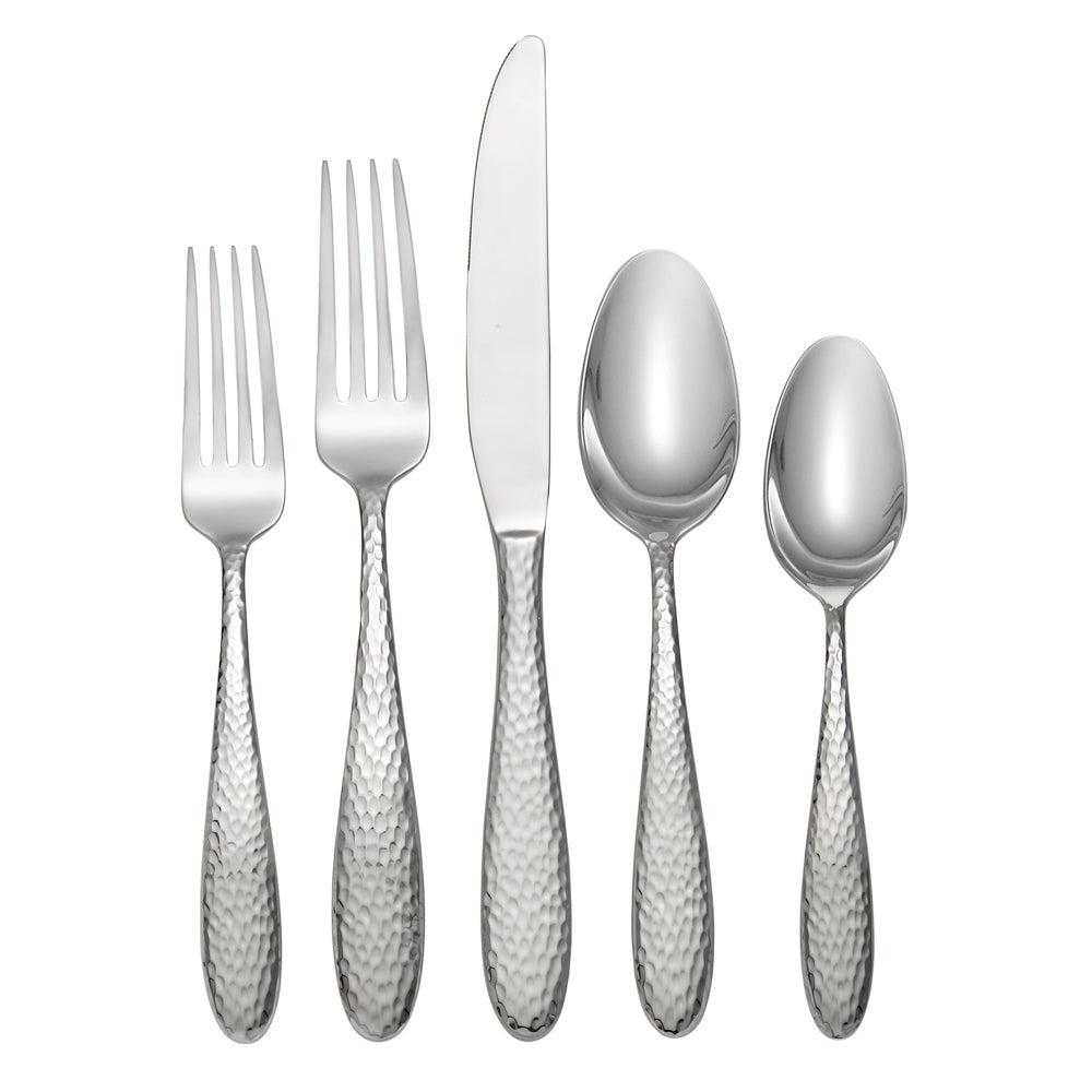 Hammered Flatware Set 20-Piece for Farmhouse Dining | Reyna