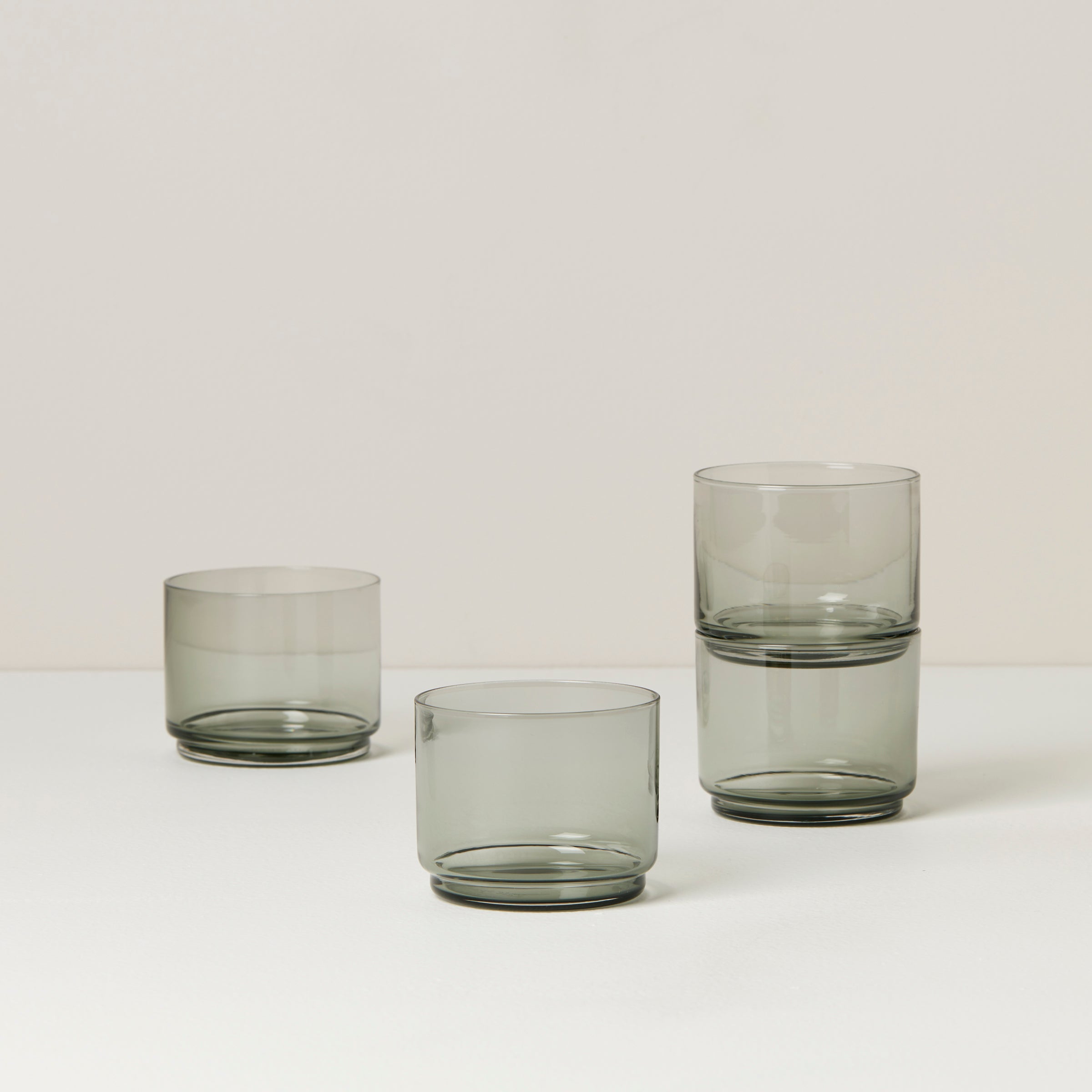 Stackable Smoke Short Glasses Set of 4 | Tuscany Classics