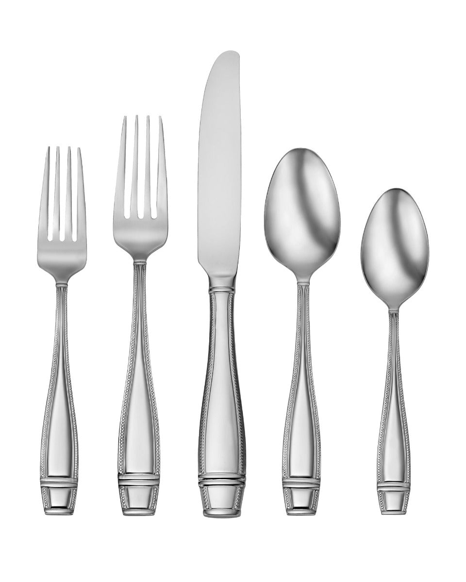Ellis 42-Piece Flatware Set with Mini-Beaded Design | Classic & Modern Style