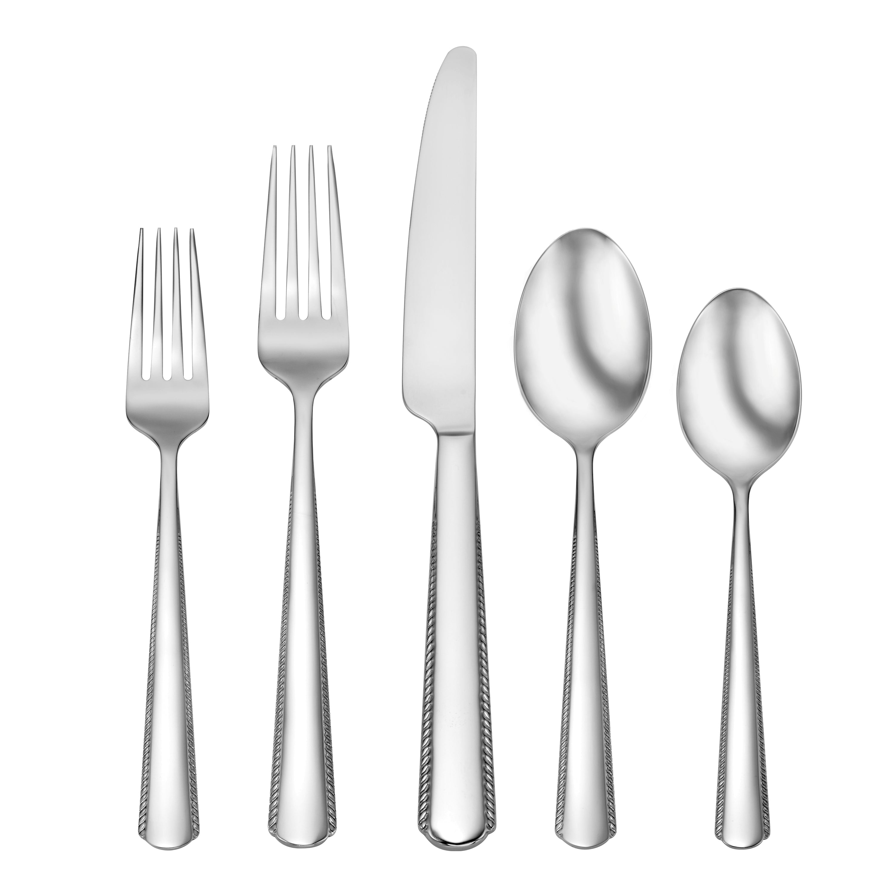 42 Piece Flatware Set with Braided Handle Design | Gable