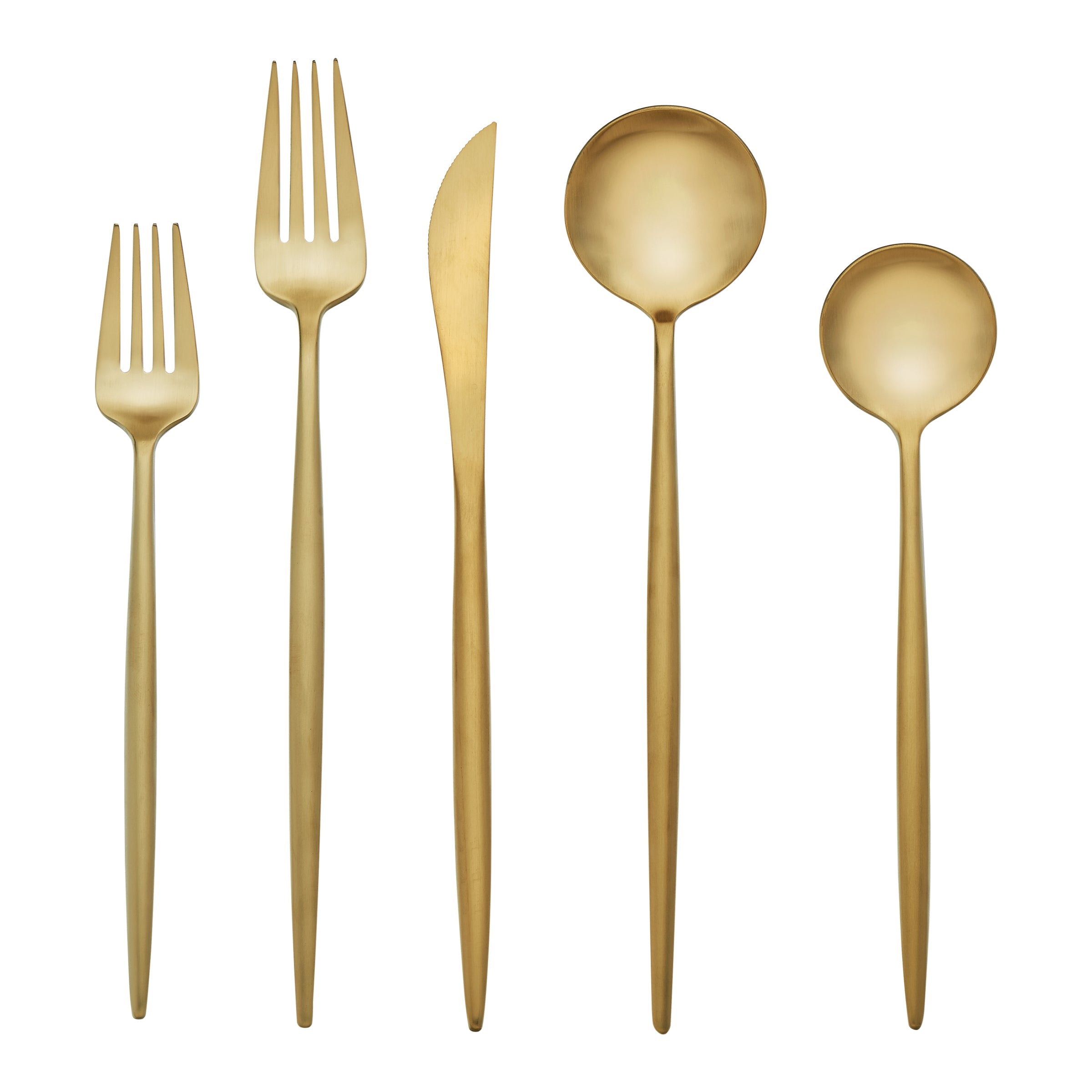 Gold Satin Flatware Set 20-Piece for Elegant Dining | Zephyr