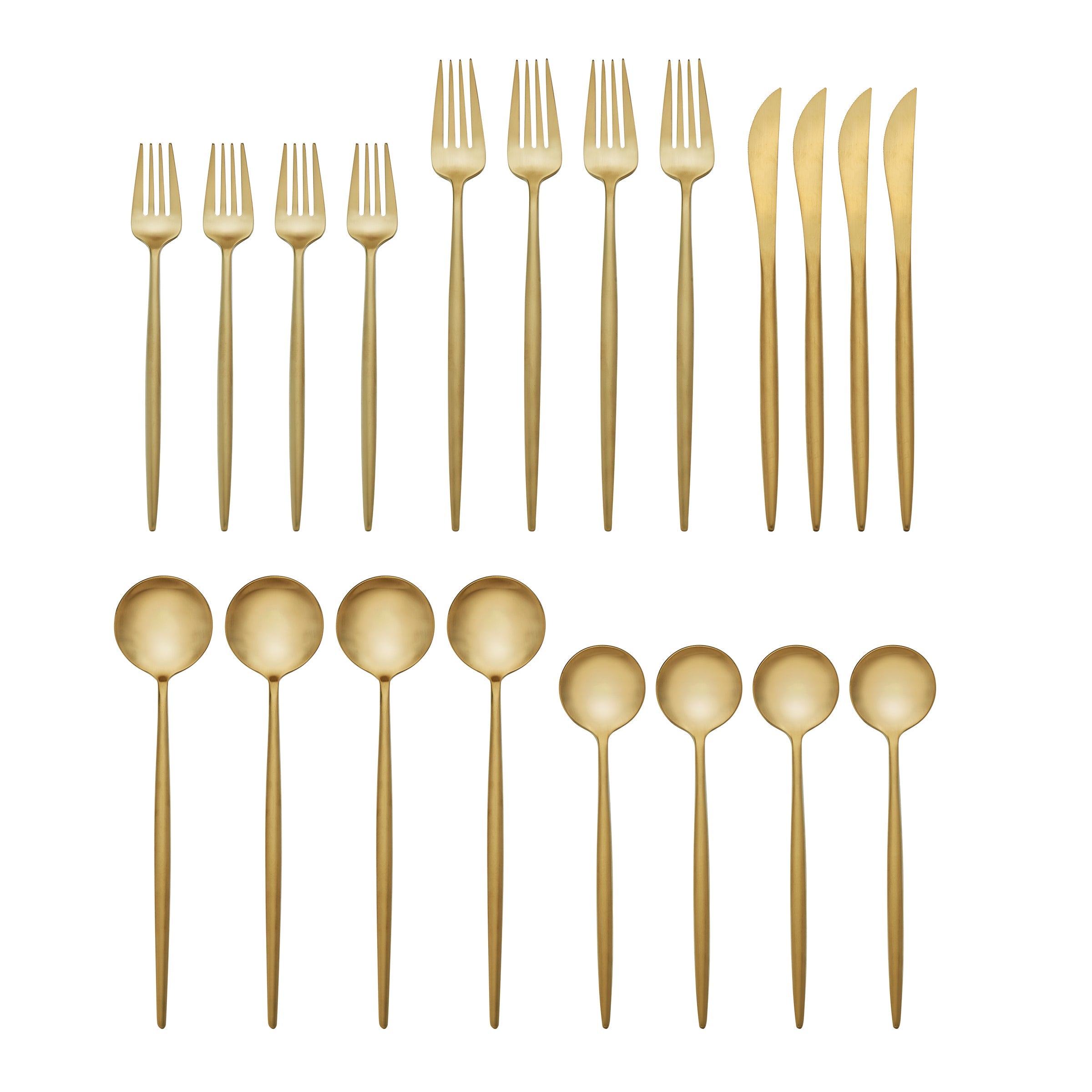 Gold Satin Flatware Set 20-Piece for Elegant Dining | Zephyr
