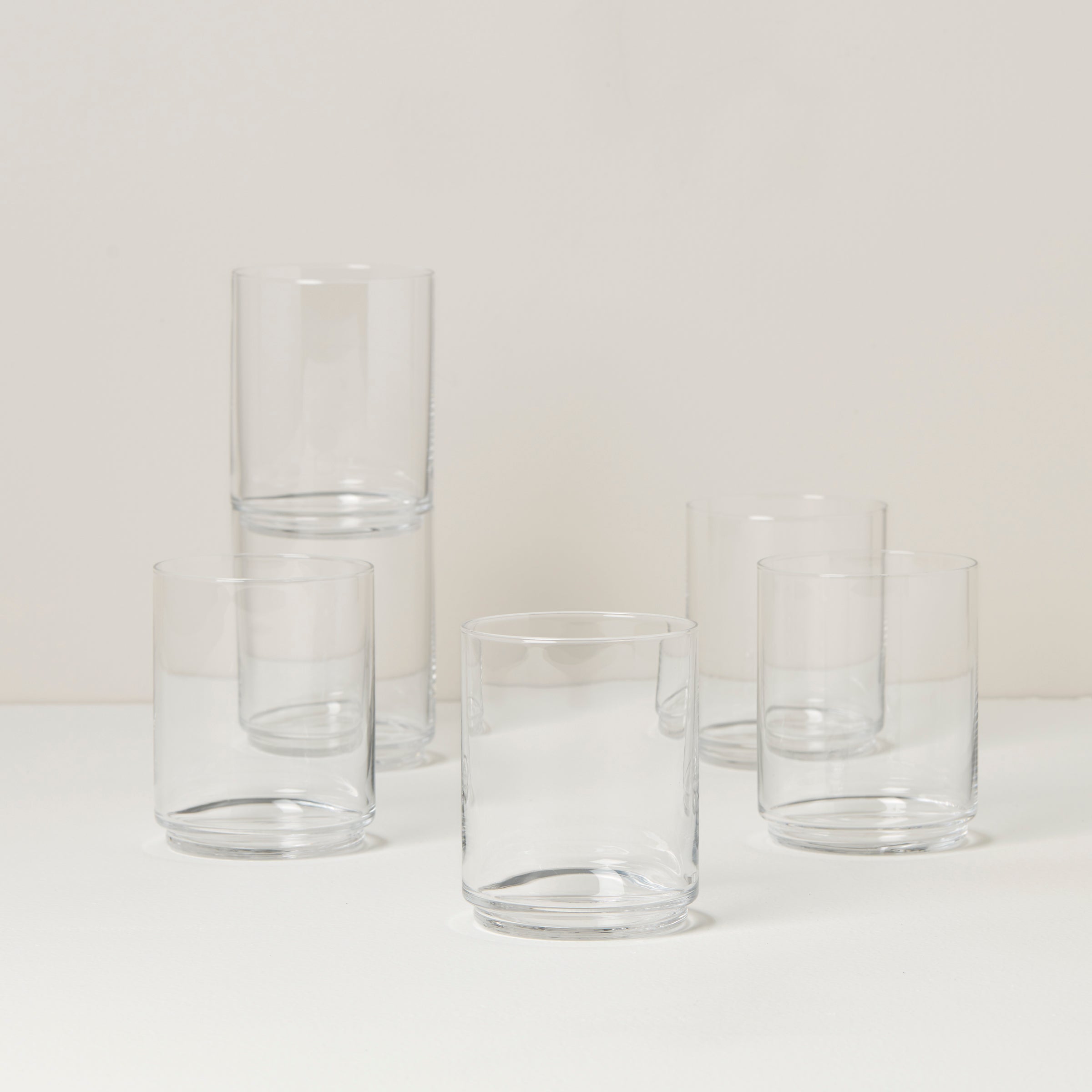 Stackable Clear Tall Drinking Glasses - Set of 6 | Tuscany Classics
