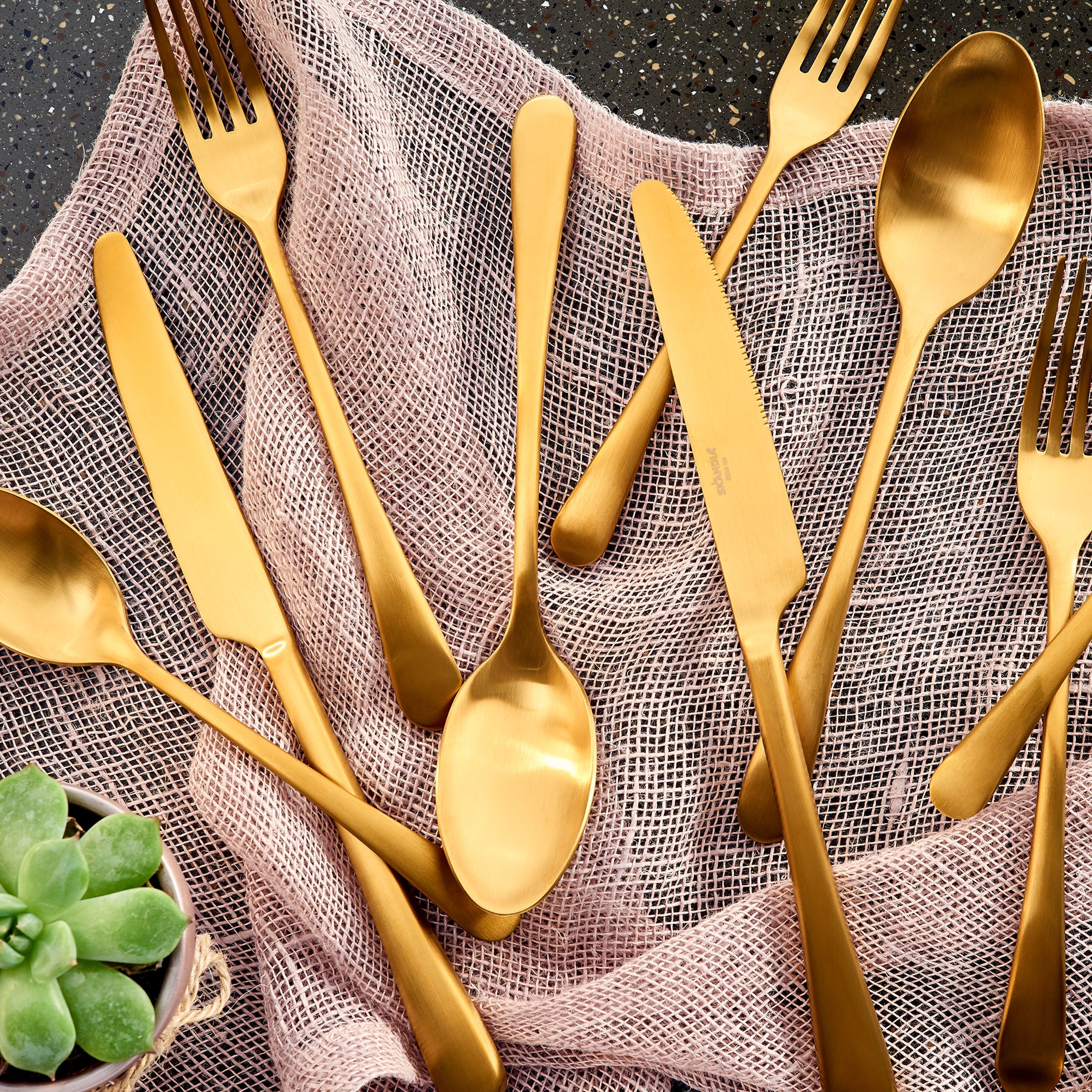 Gold Titanium Flatware Set 20-Piece for Elegant Dining | Mirabella
