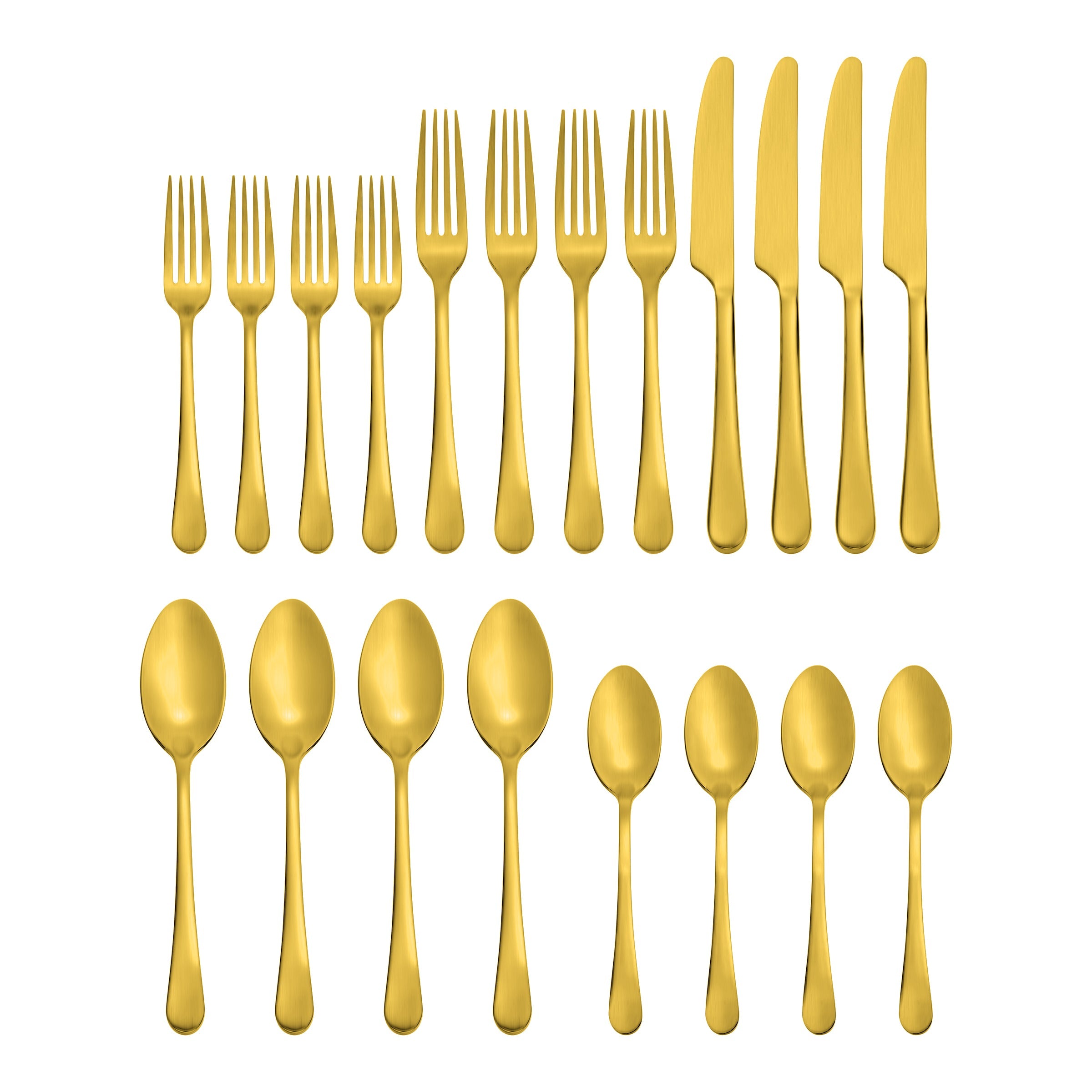 Gold Titanium Flatware Set 20-Piece for Elegant Dining | Mirabella