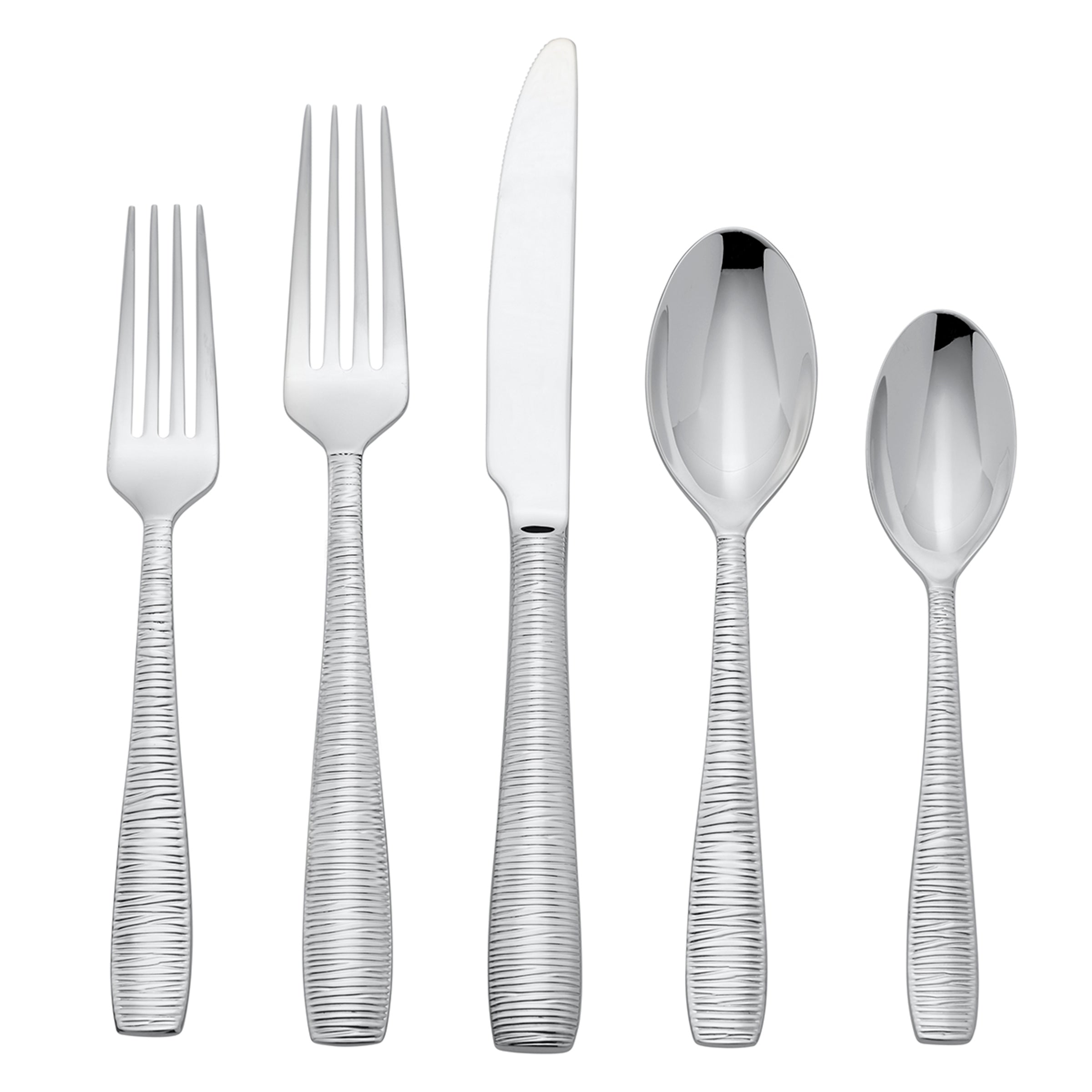 20 Piece Flatware Set with Textured Striped Handles | Bandera