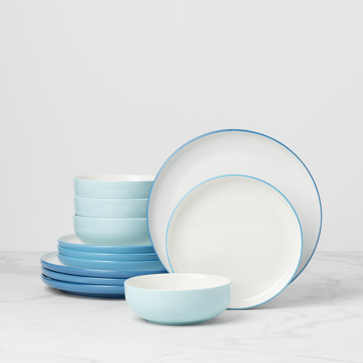 Turquoise Ombre Dinnerware Set for Casual Dining | 24 Seven Colors