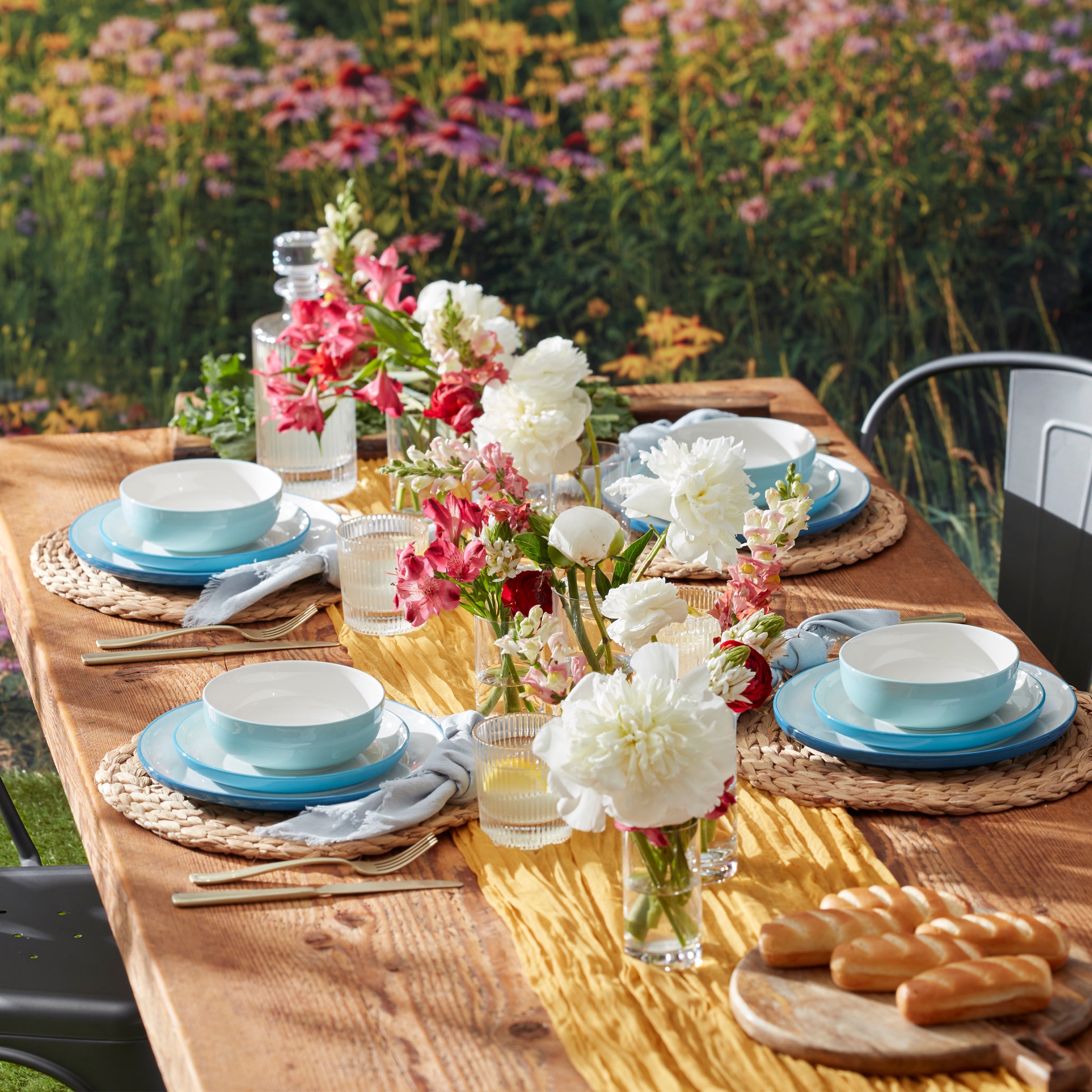 Turquoise Ombre Dinnerware Set for Casual Dining | 24 Seven Colors