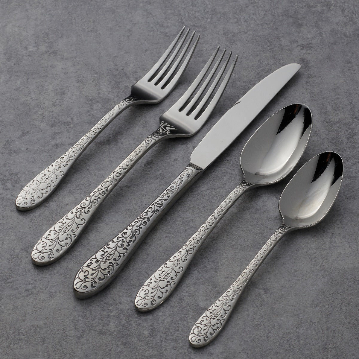 20 Piece Flatware Set with Floral Paisley Design | Ivy Flourish