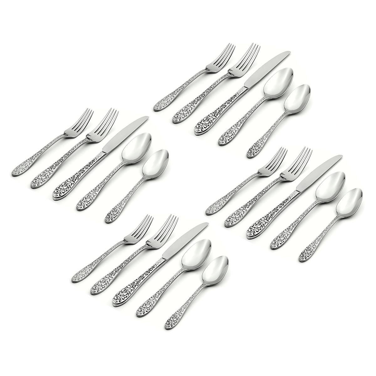 20 Piece Flatware Set with Floral Paisley Design | Ivy Flourish