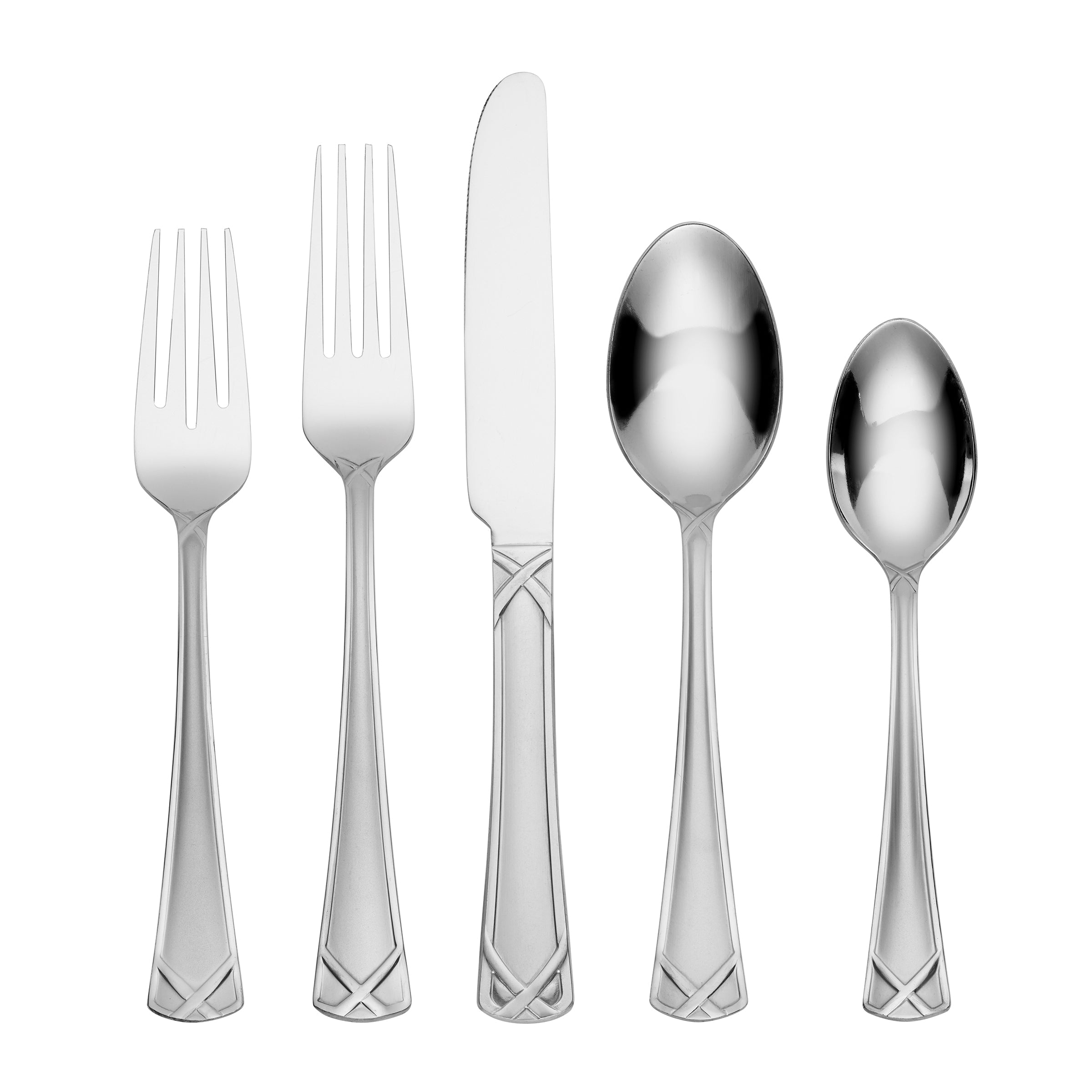 Frosted Stainless Steel Flatware Set 20-Piece | Evansville by Hampton Forge