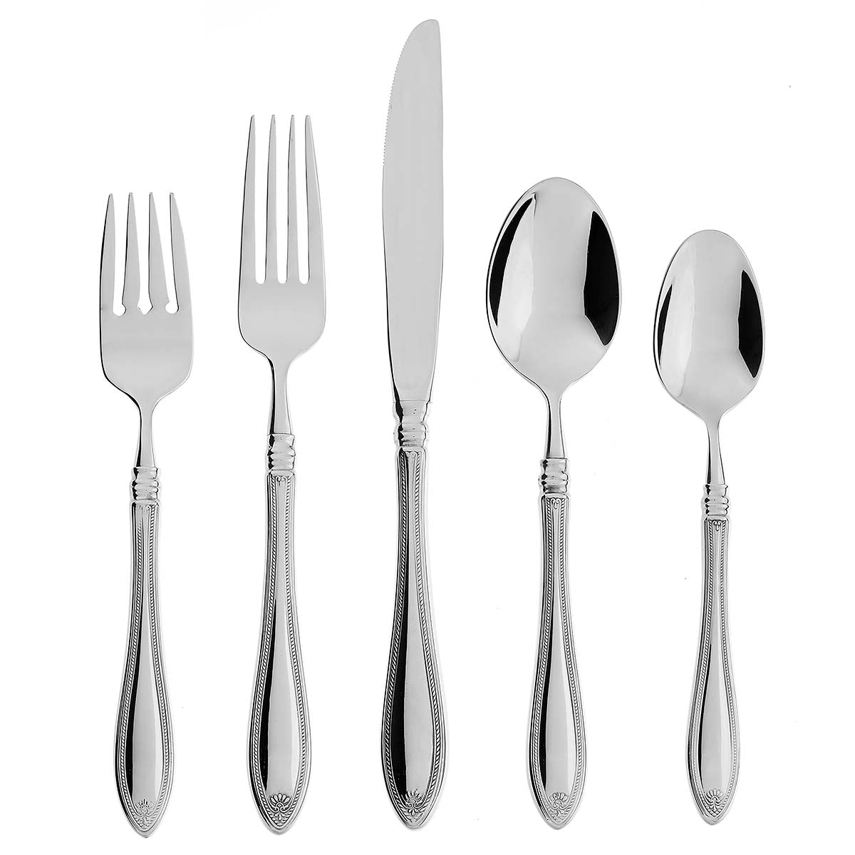 Sheraton 5-Piece Dinnerware Set with Teardrop Handles | Fine Porcelain