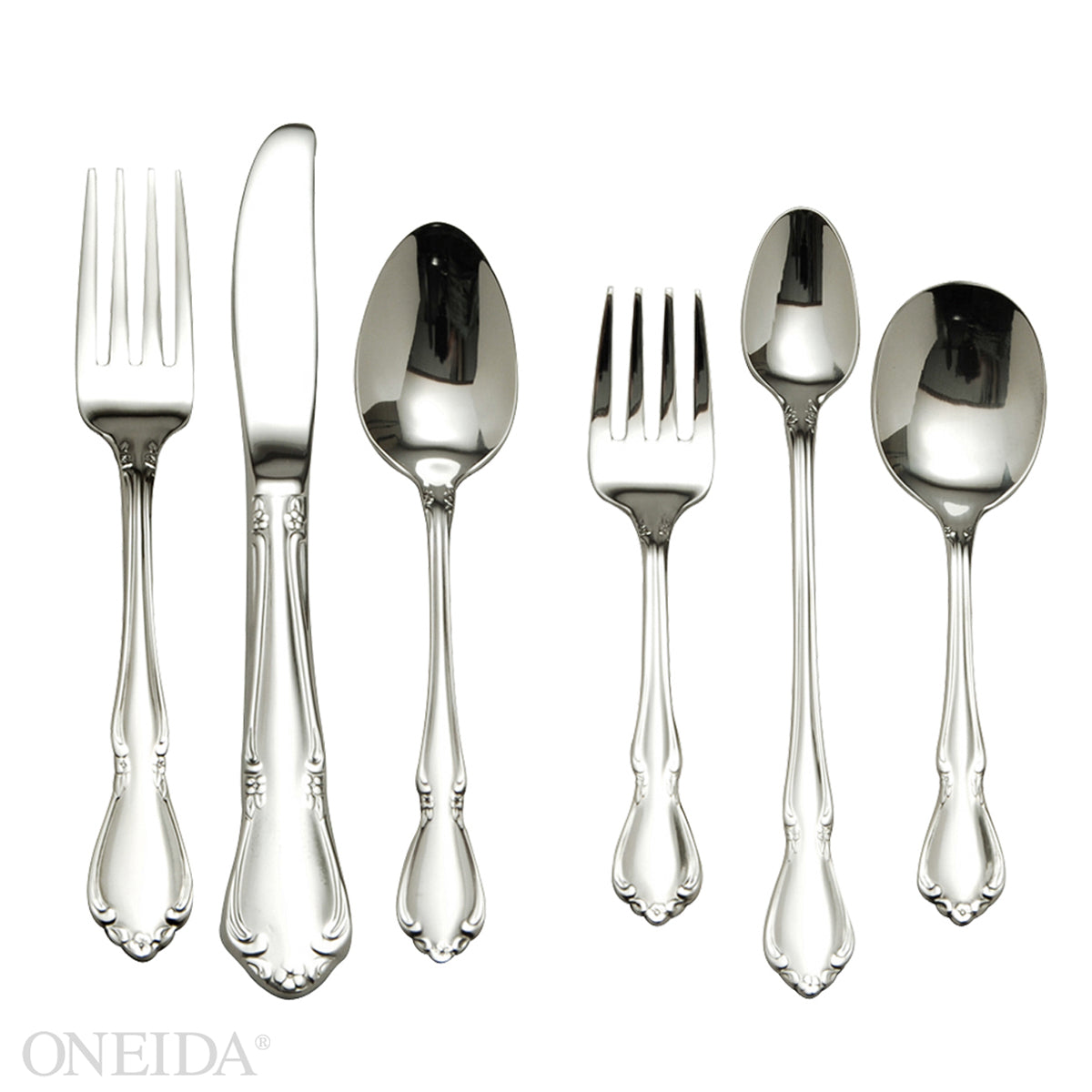 6-Piece Chateau Flatware Set with Baroque Floral Design | Timeless Elegance
