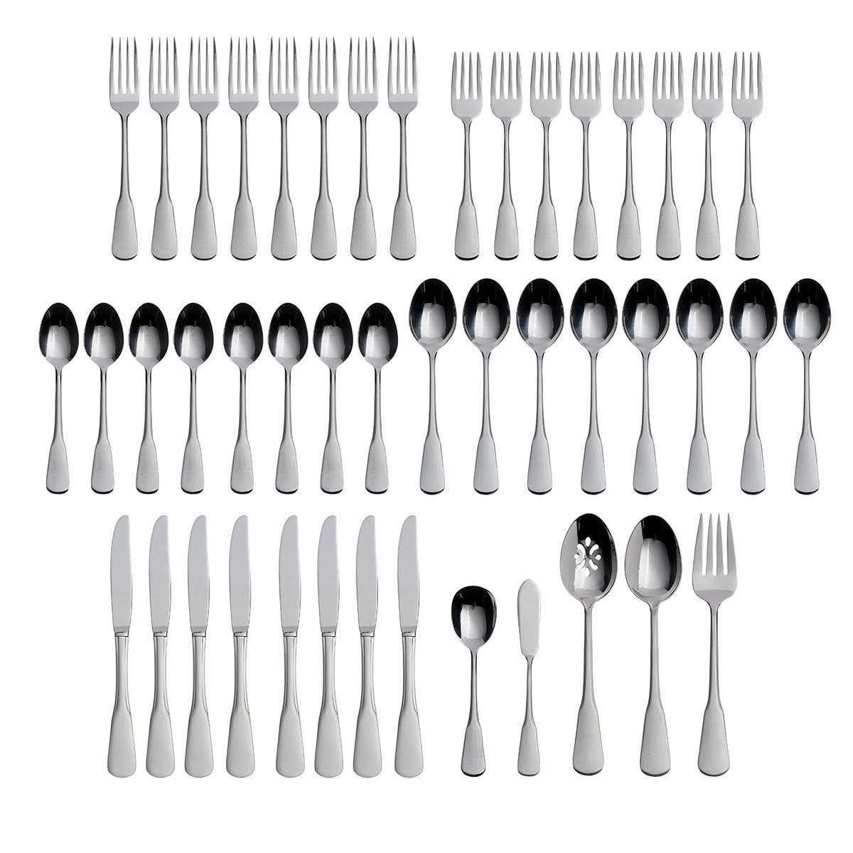 Colonial Style 45-Piece Flatware Set | Simple & Timeless Design
