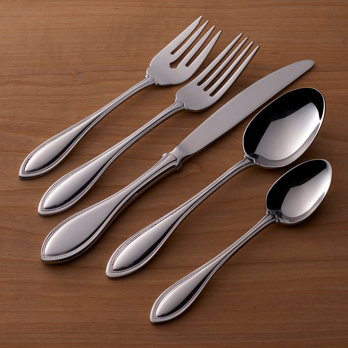 45-Piece Flatware Set with Beaded Border | American Harmony