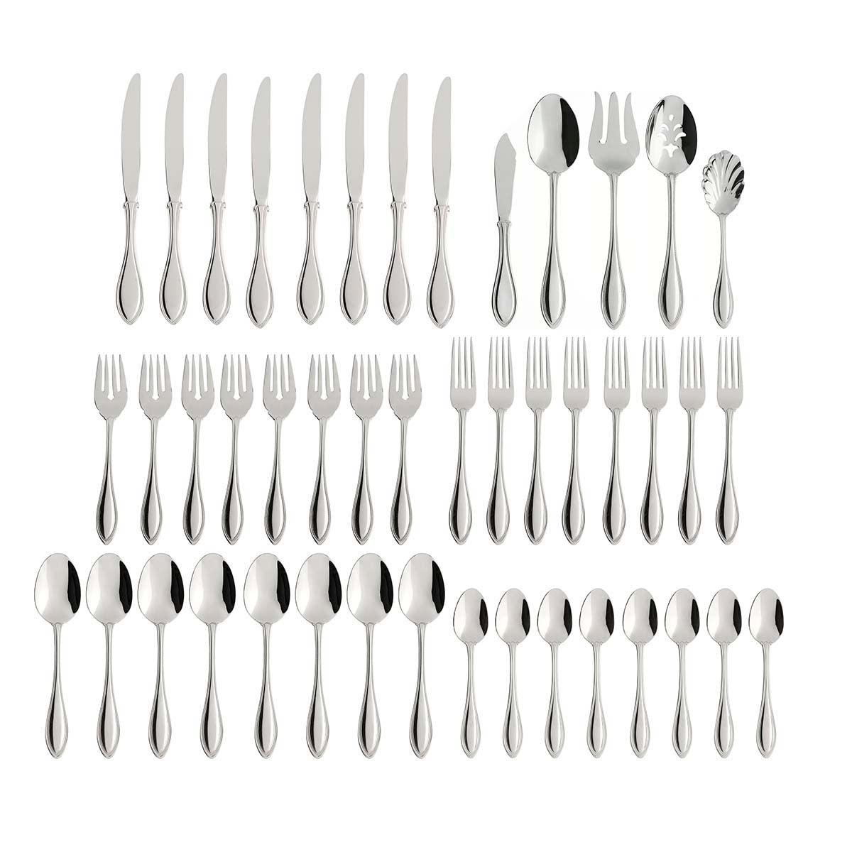 45-Piece Flatware Set with Beaded Border | American Harmony