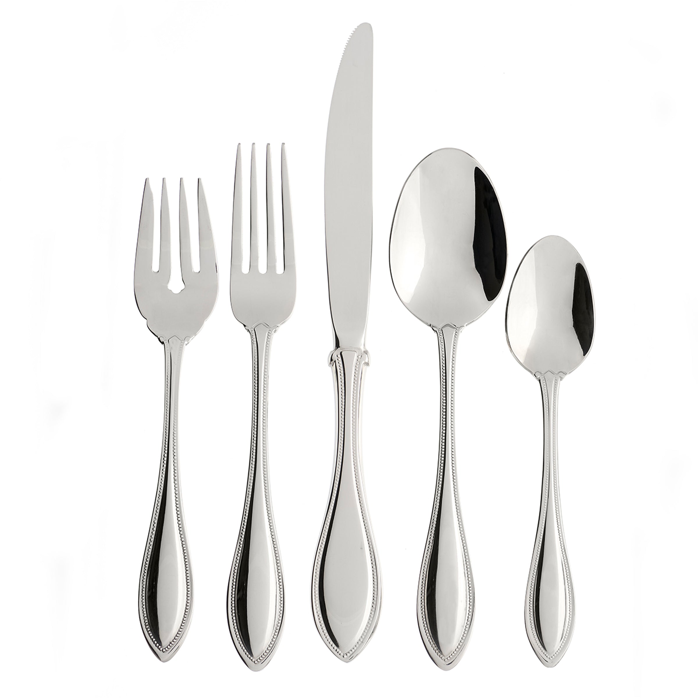 50 Piece Flatware Set with Sleek Handles & Curved Bases | American Harmony