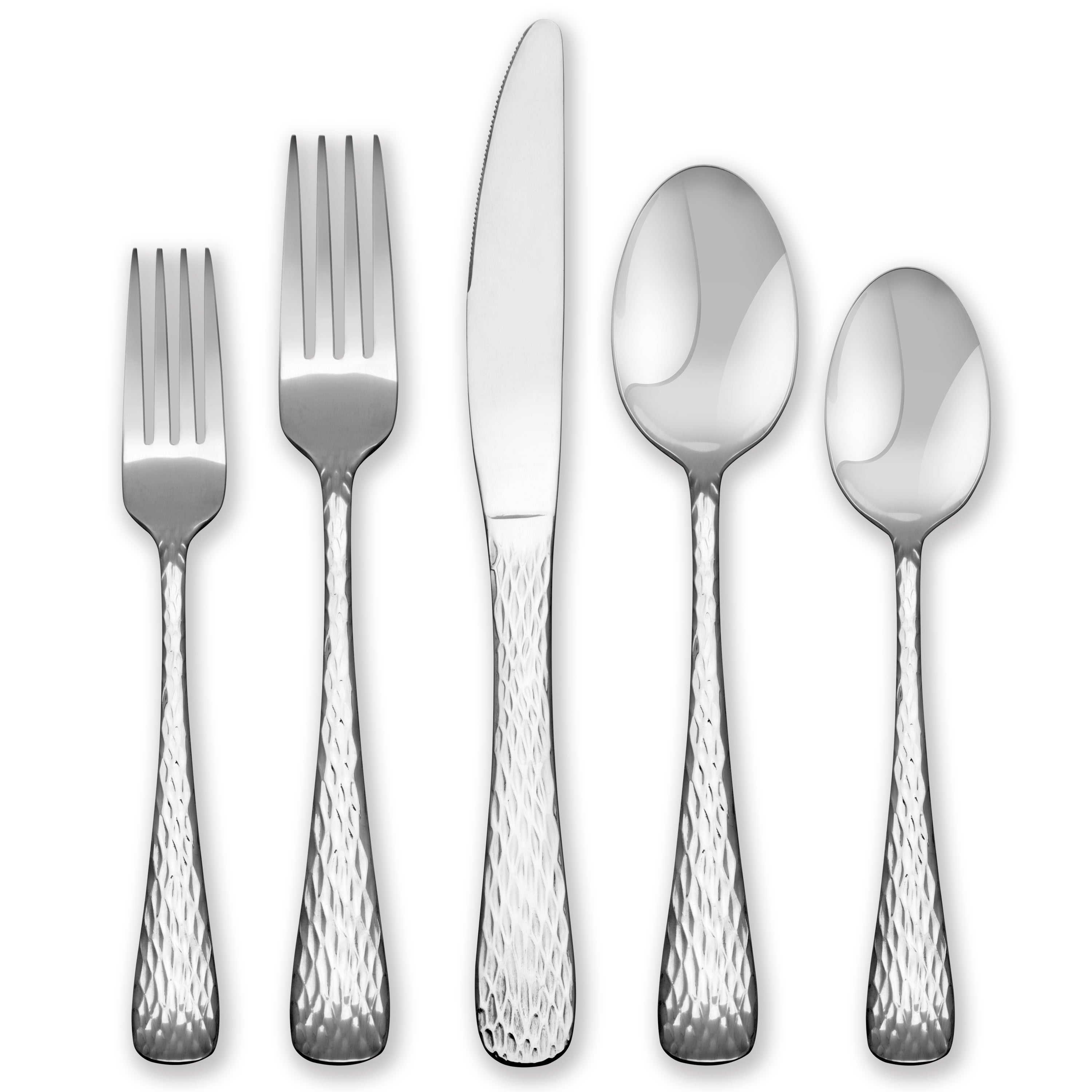 Hammered Stainless Steel Flatware Set for Elegant Dining | Melody by Hampton Forge