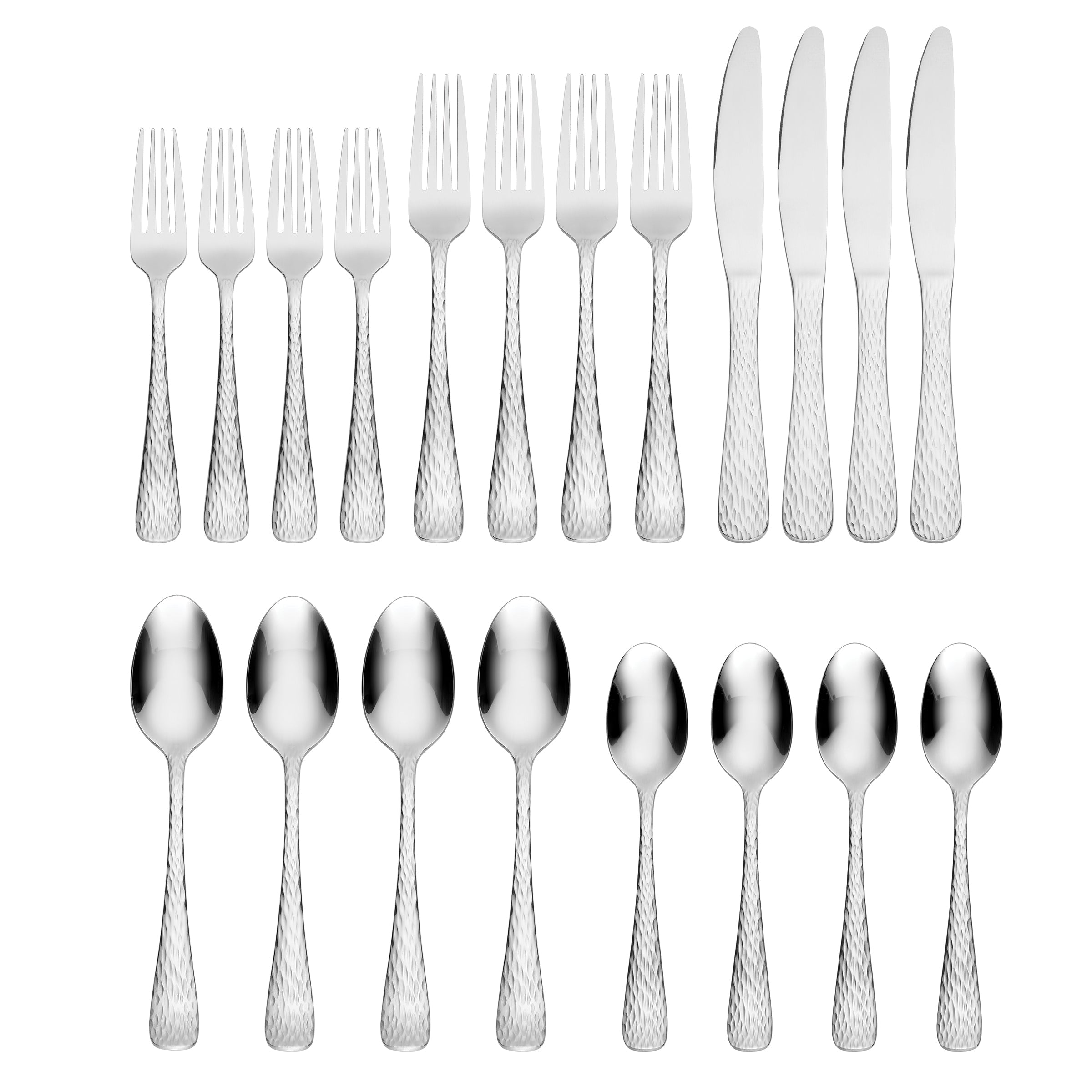 Hammered Stainless Steel Flatware Set for Elegant Dining | Melody by Hampton Forge