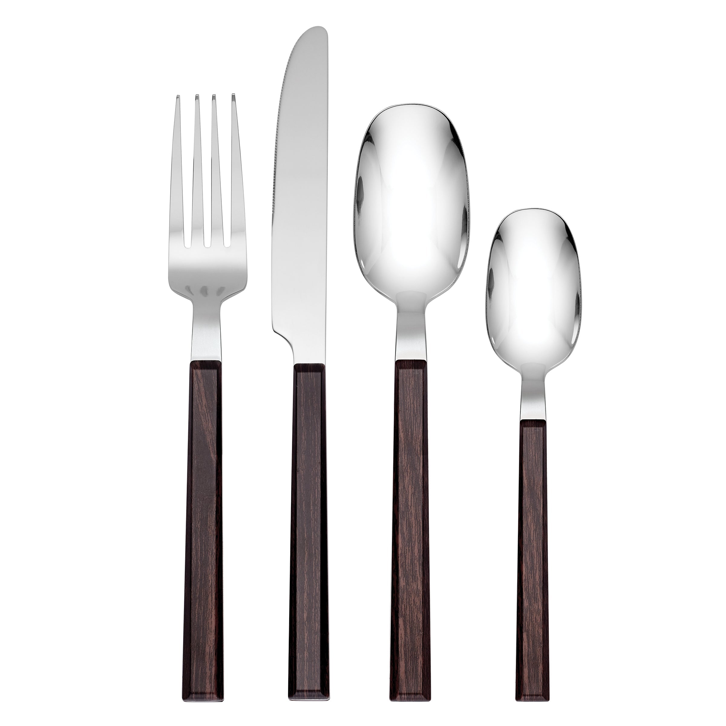 16-Piece Flatware Set with Wooden Handles | Henley Brown