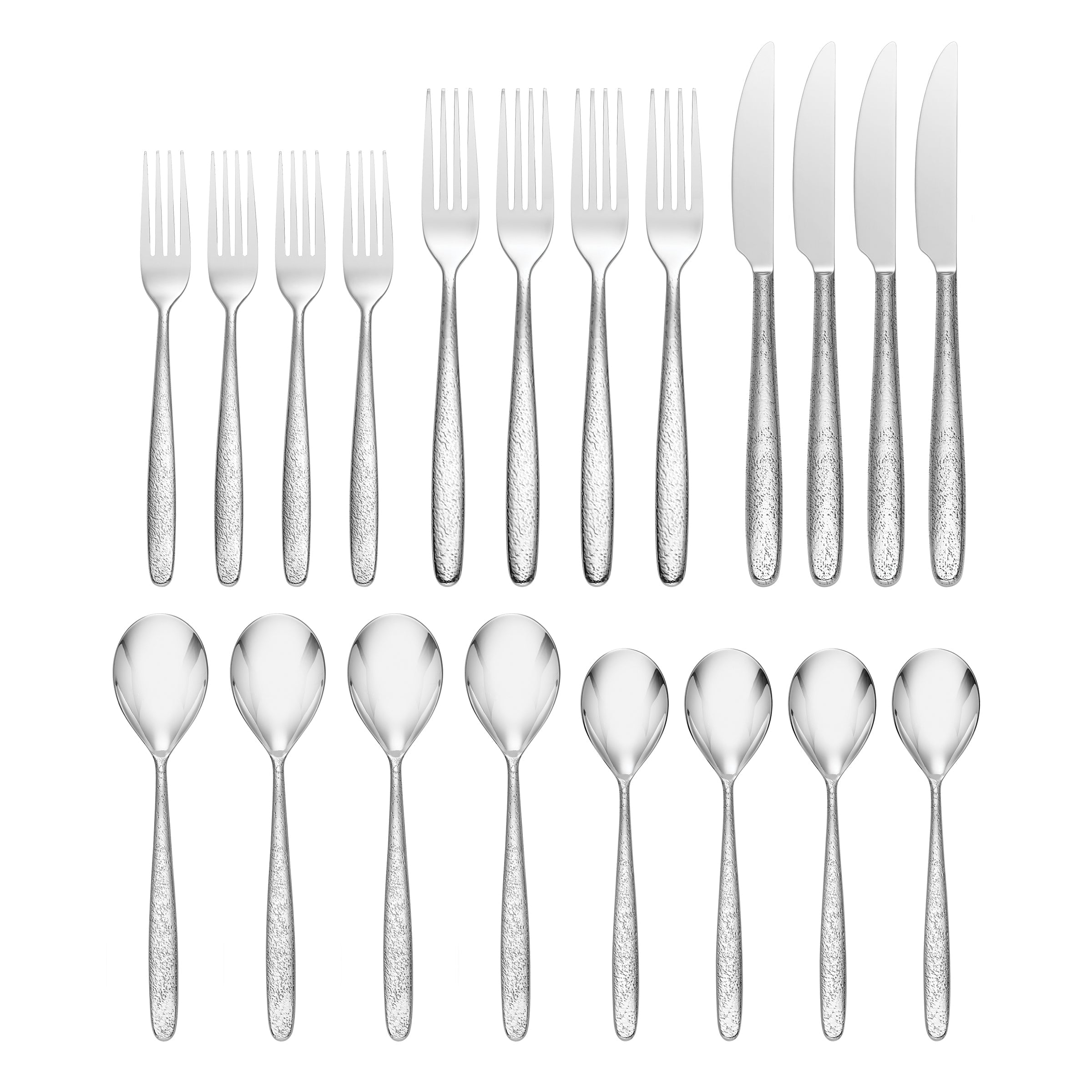 20 Piece Flatware Set with Bold Textured Design | Storm