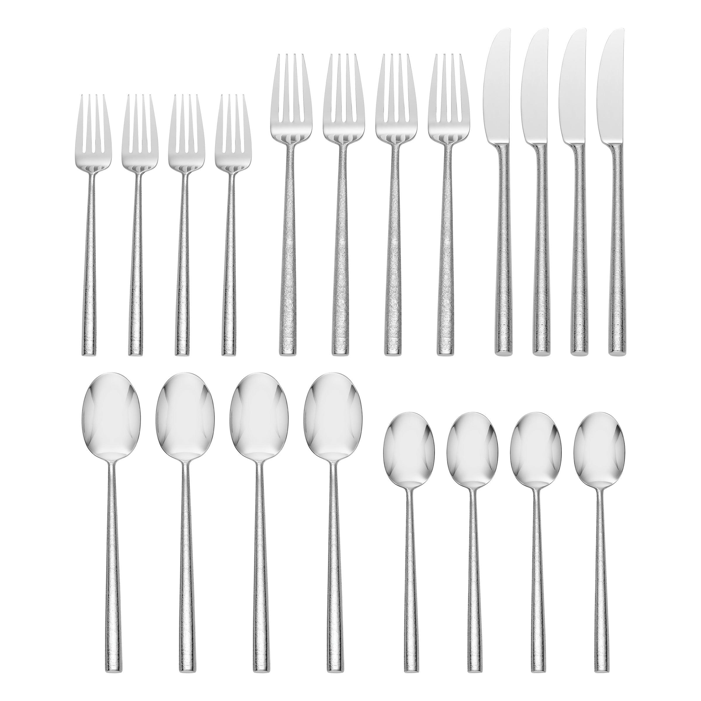 20 Piece Flatware Set with Sleek Design & Artisanal Texture | Summit