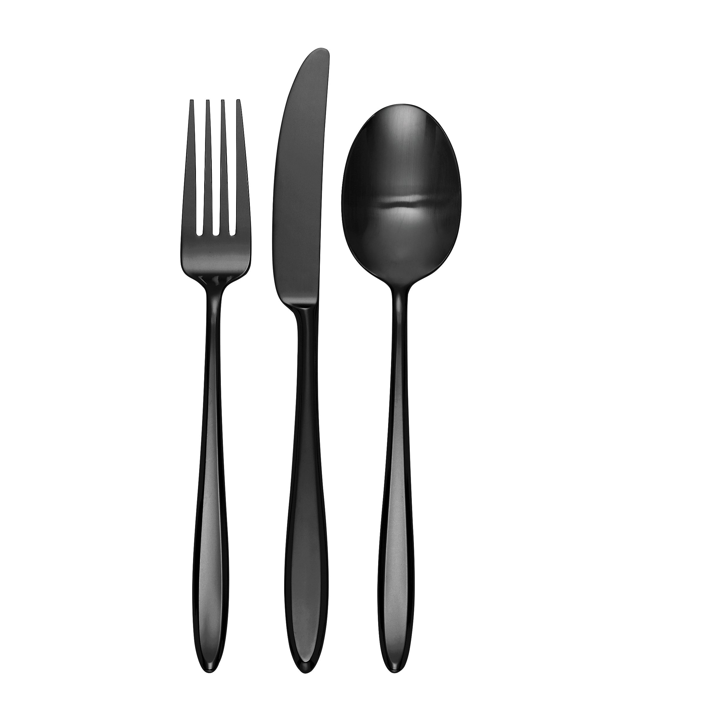 Black Satin Flatware Set 12-Piece for Dining | Ayla