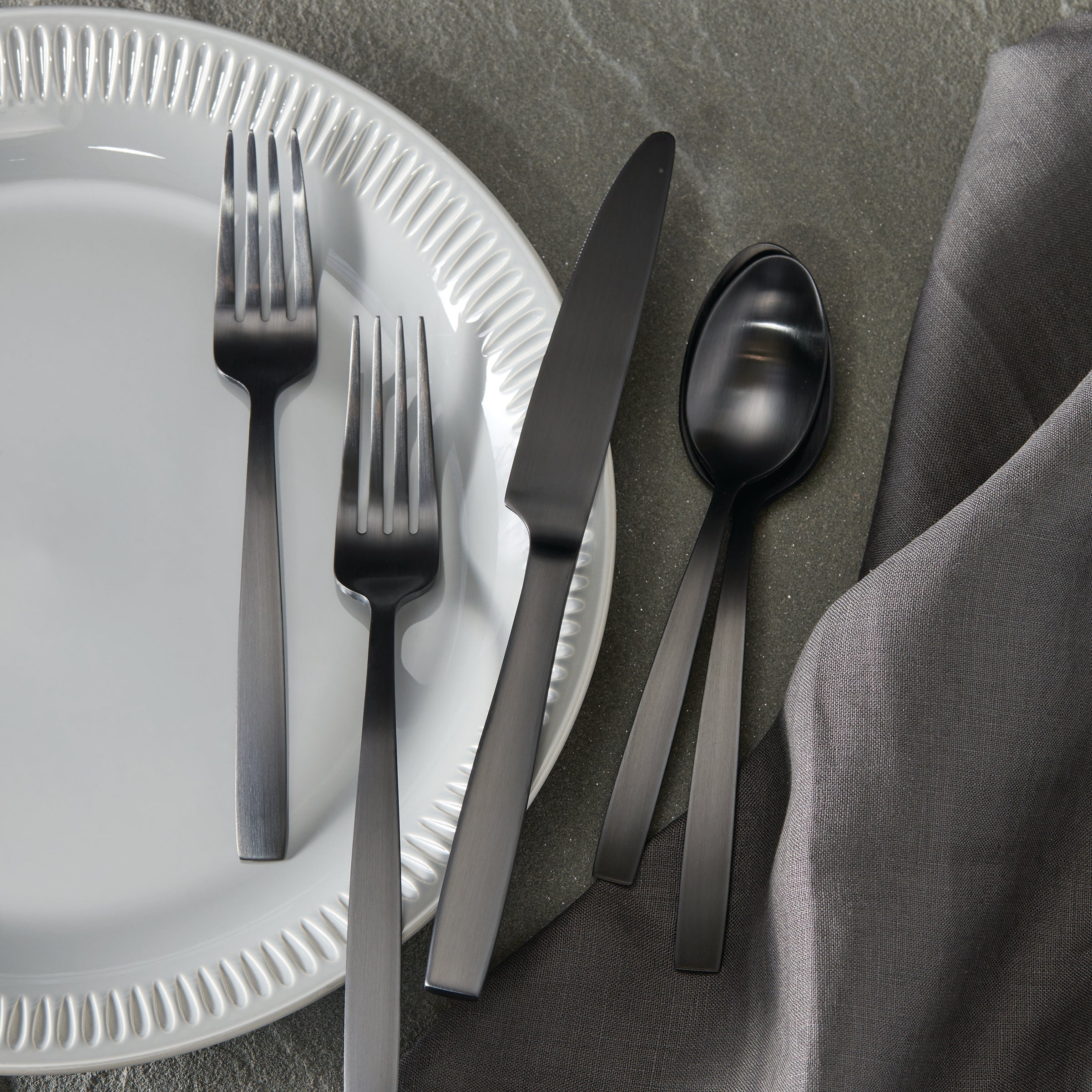 20-Piece Satin Black Flatware Set | Clearview by Skandia