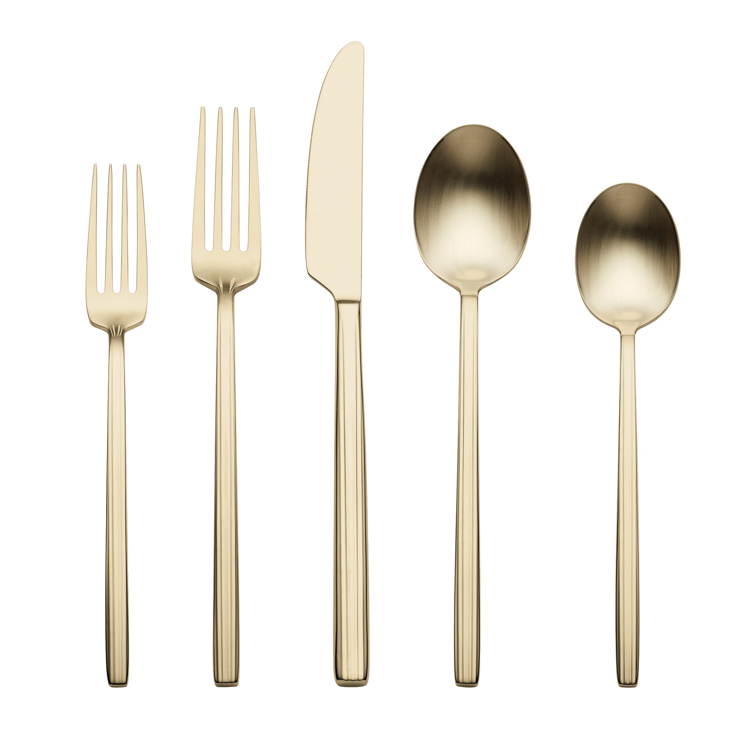 Dean 20-Piece Flatware Set in Champagne Satin | Modern & Ergonomic