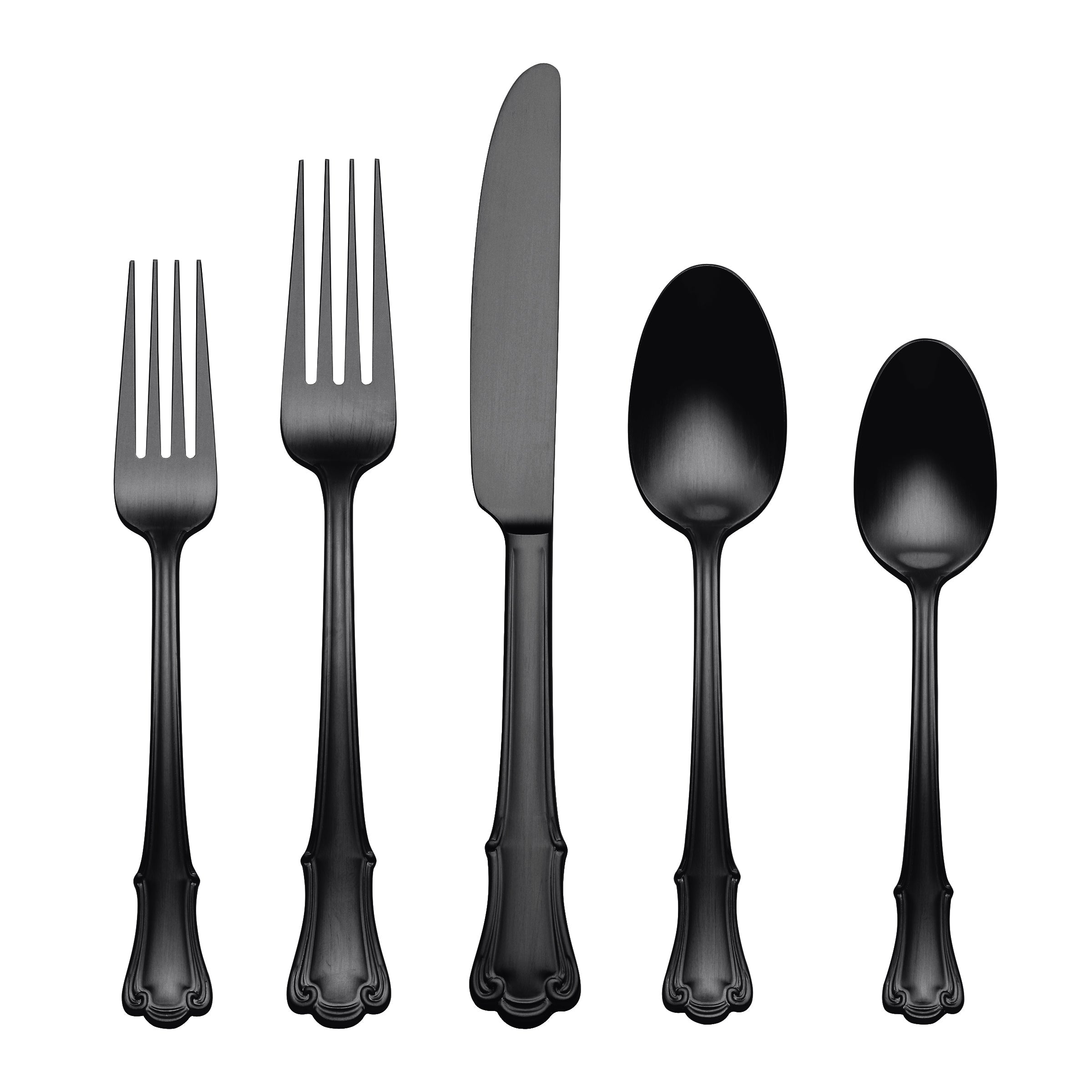 Black Satin Flatware Set 20-Piece for Dining | James Street