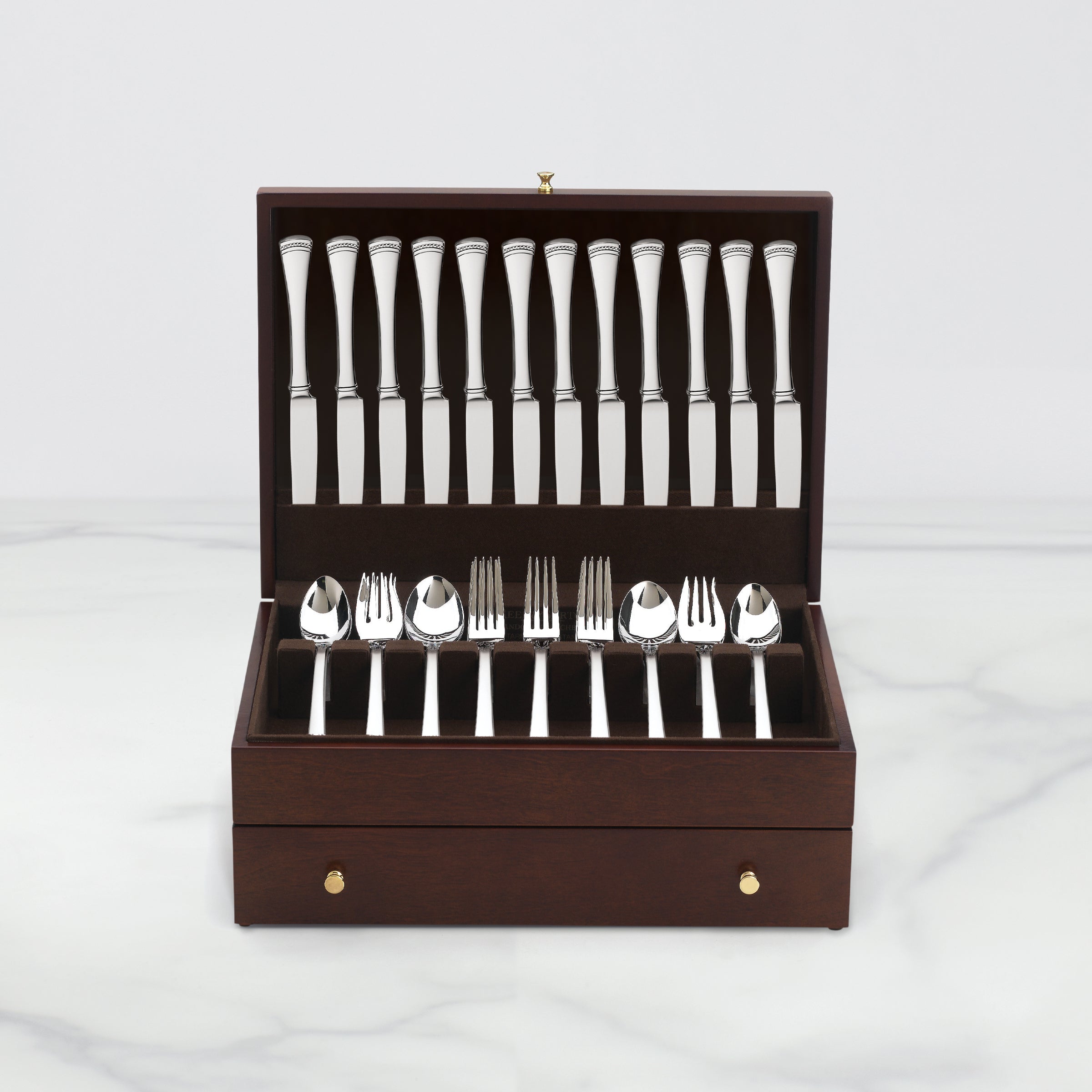 Mahogany Flatware Chest with 120-Utensil Storage | Elegant Dining Organizer