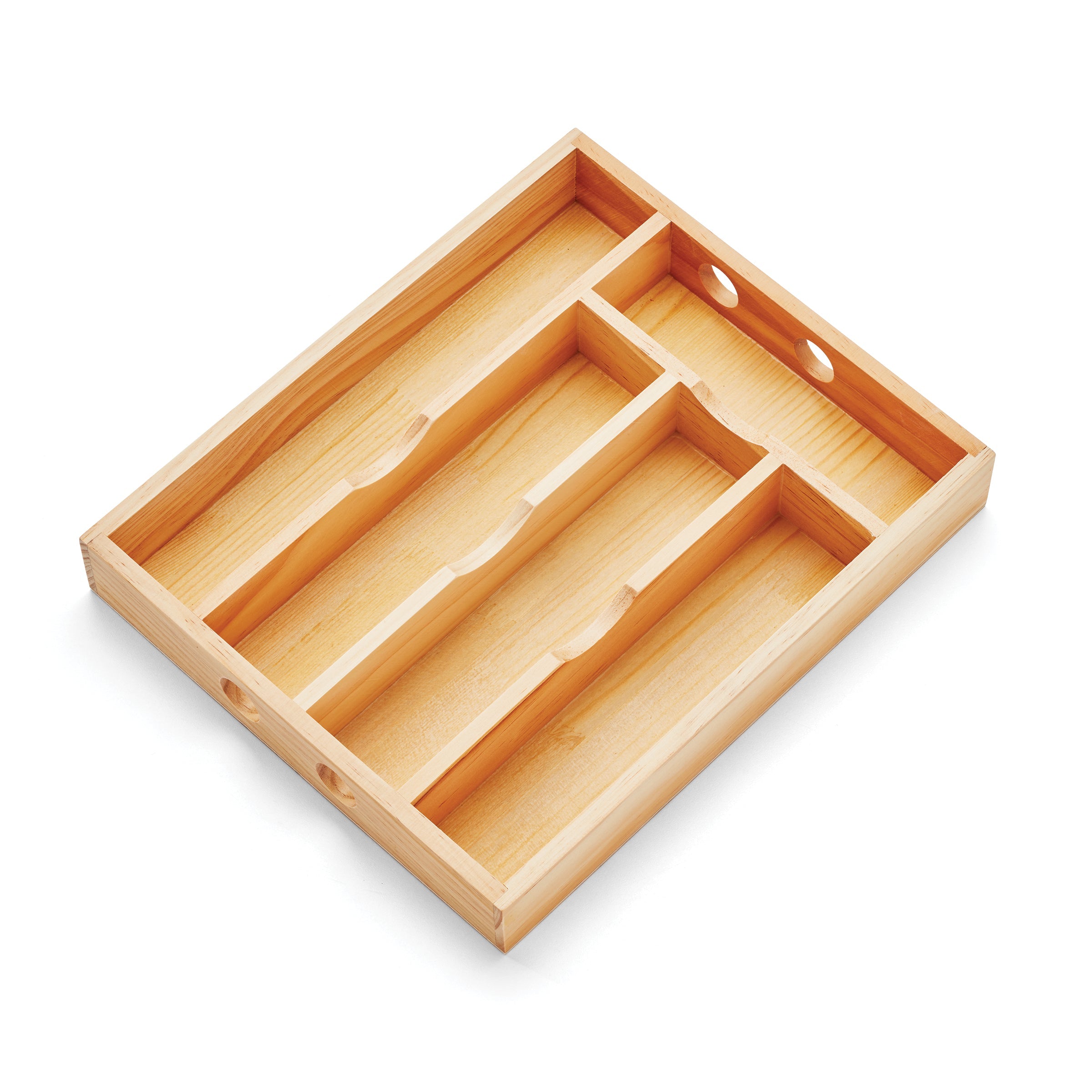 Wooden Flatware Organizer for Kitchen Drawer | Natural Wood Caddy