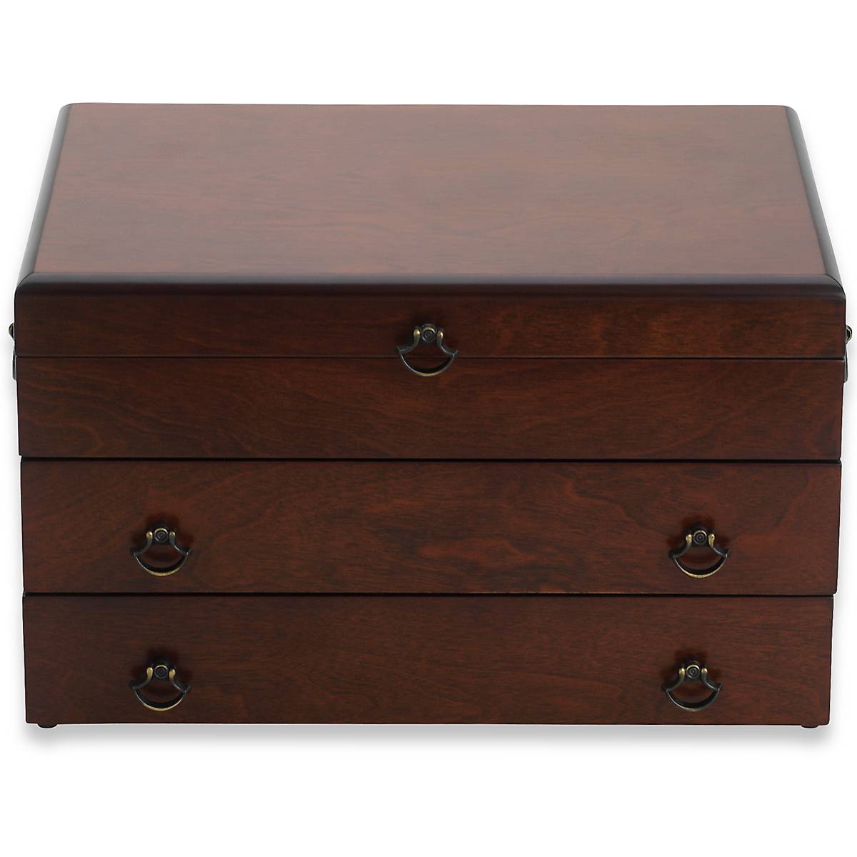 Mahogany Flatware Chest with Pullout Drawer & Tarnish-Resistant Lining | Bristol Grande
