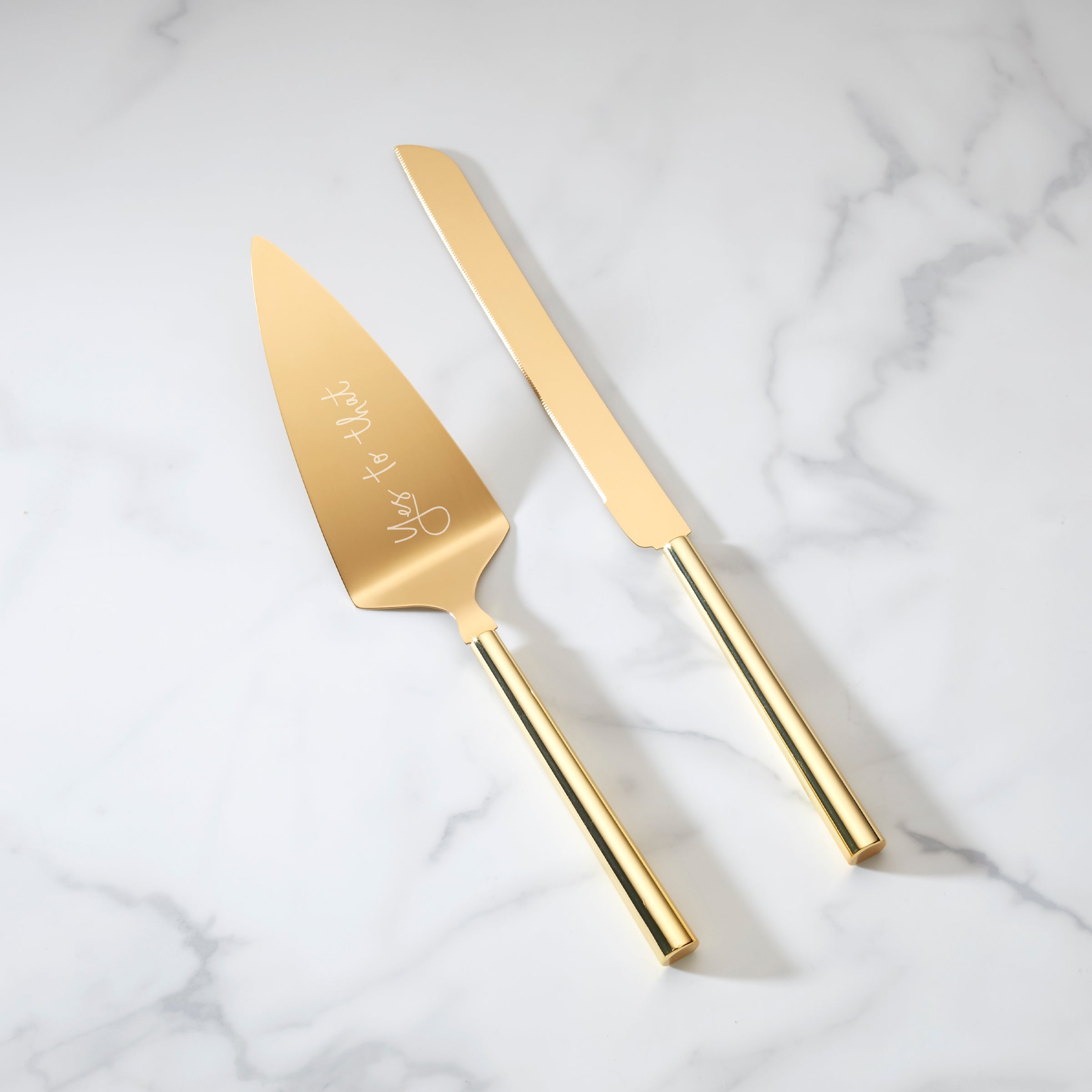 Golden Dessert Utensil Set - Cake Knife & Server | Charmed Life