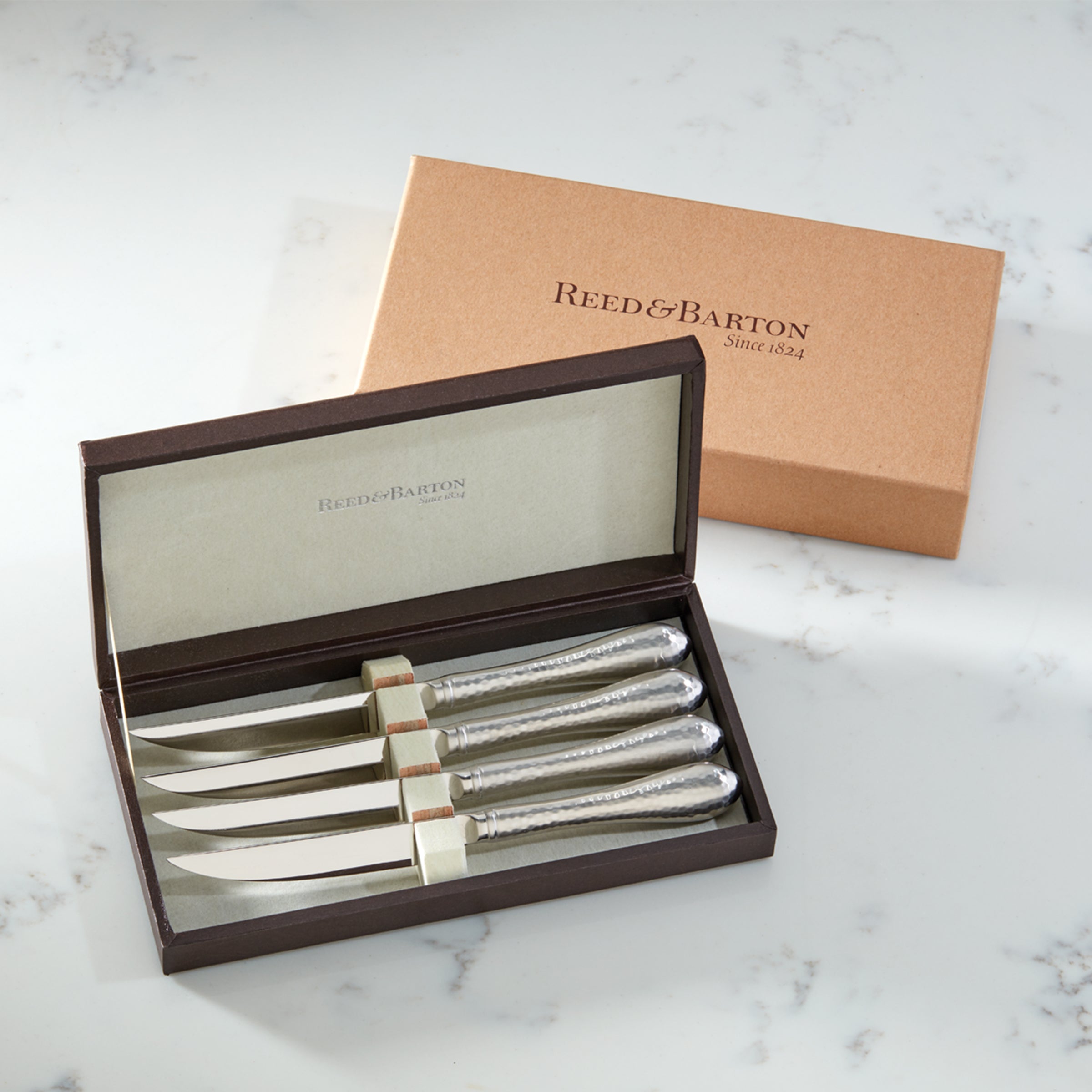 Hammered Steak Knives Set of 4 - Antique Teardrop Design