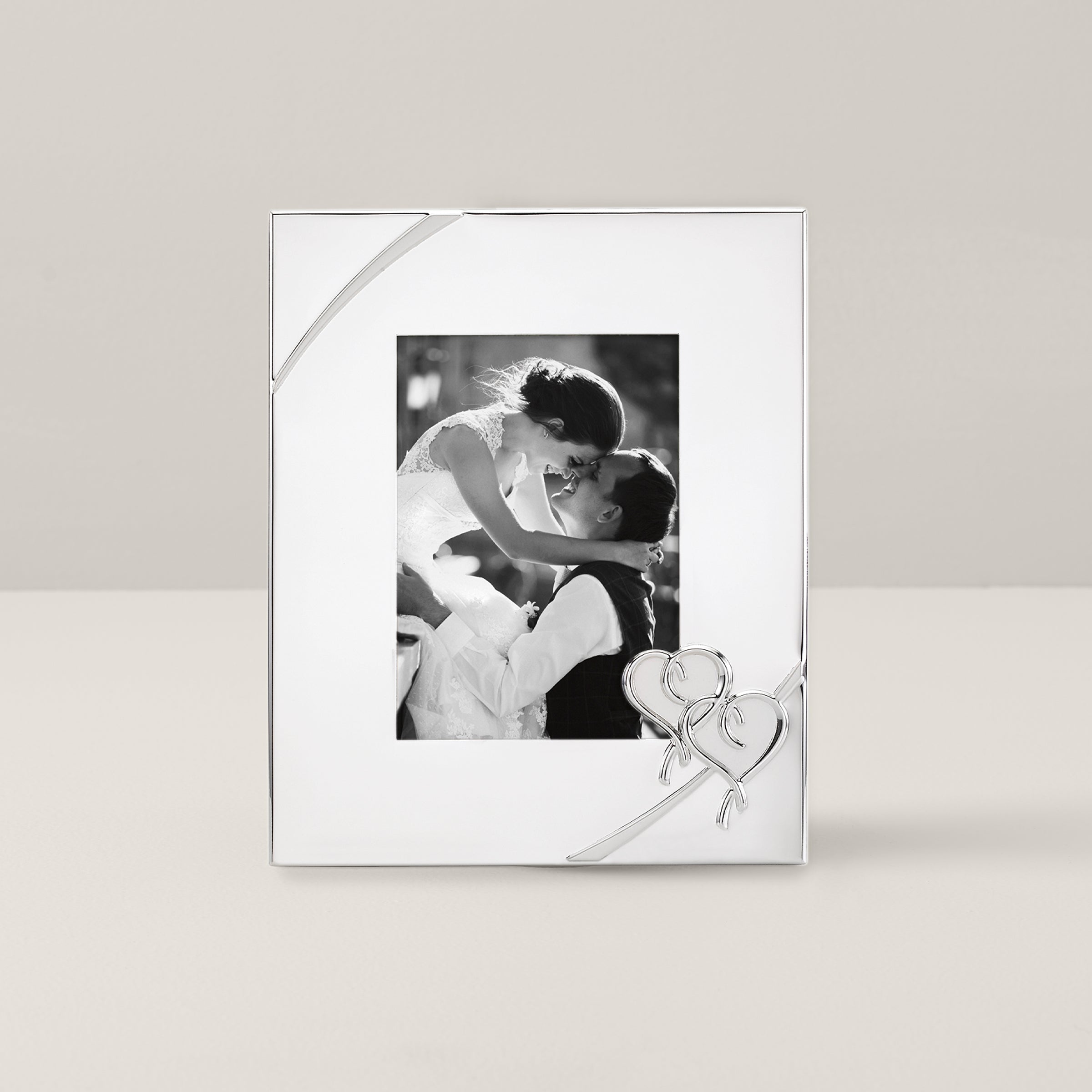 Silver-Plated 5x7 Photo Frame with Interlaced Hearts | True Love