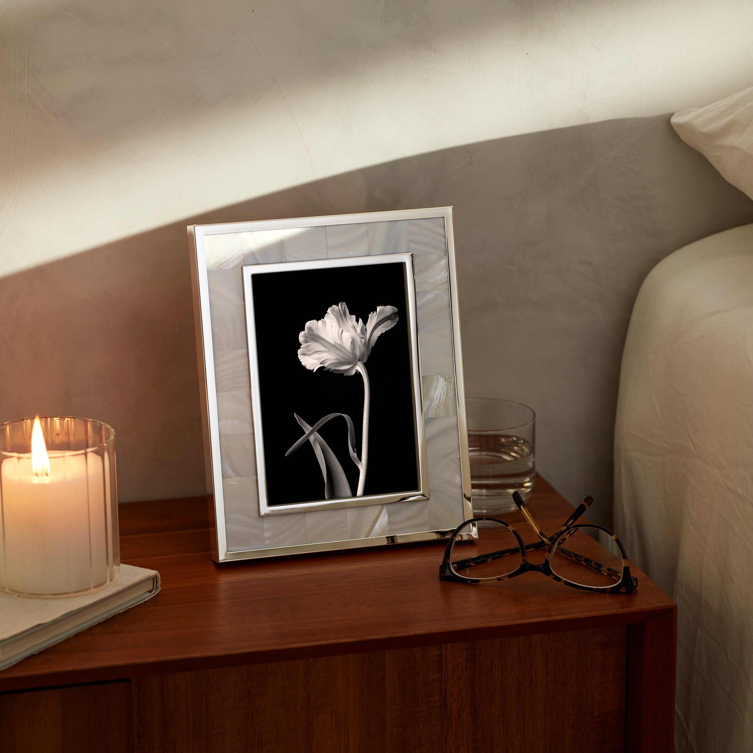 Mother of Pearl Photo Frame 5x7 with Silverplate Accents | Tarnish-Resistant