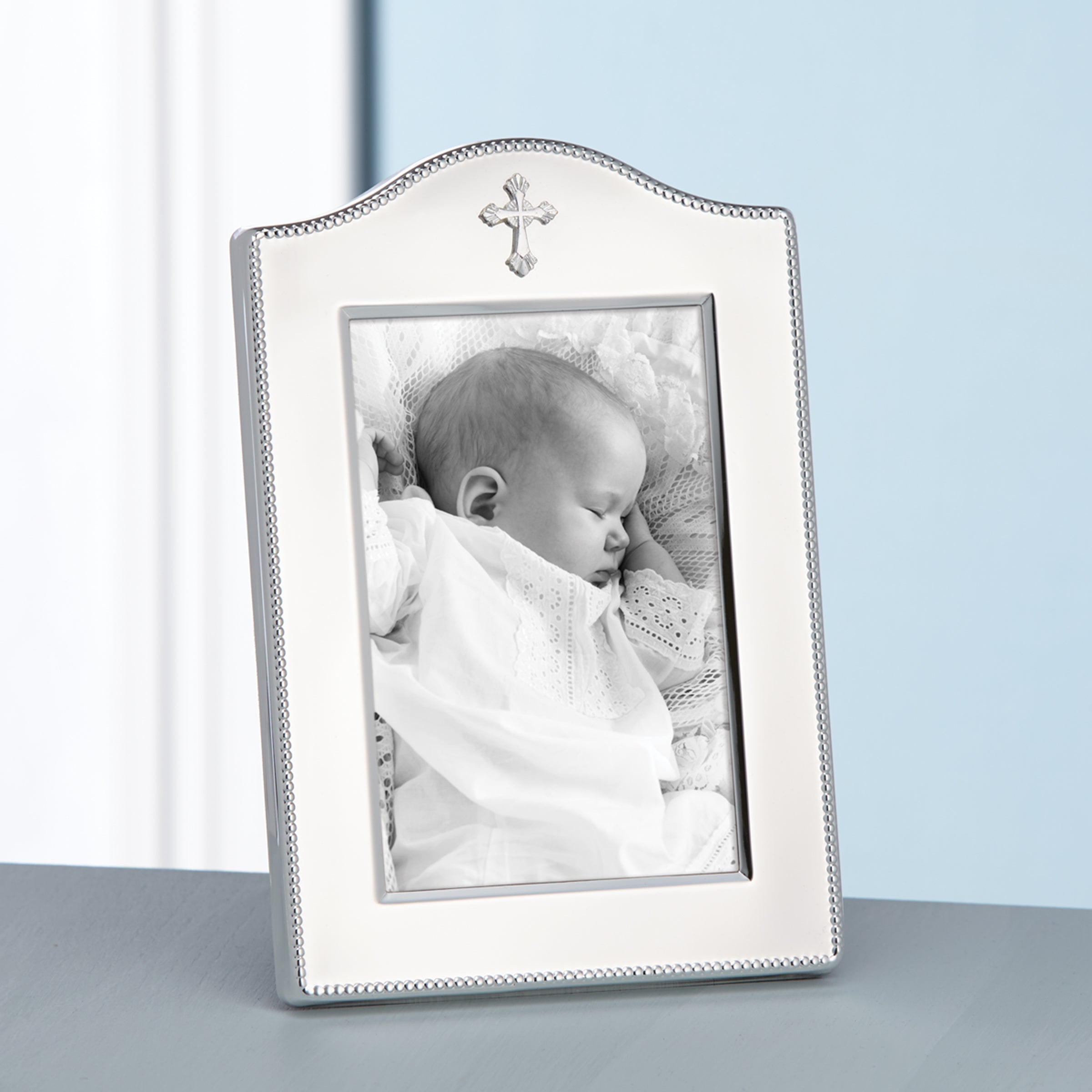 Silverplate Photo Frame 4x6 with Cross Detail | Abbey Collection
