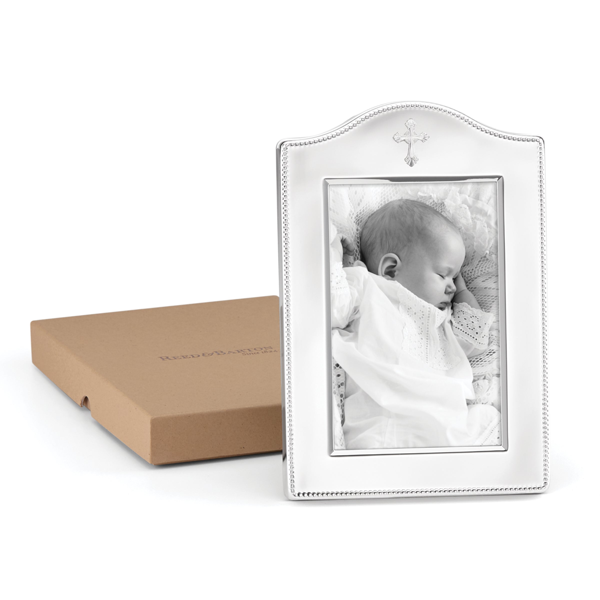 Silverplate Photo Frame 4x6 with Cross Detail | Abbey Collection
