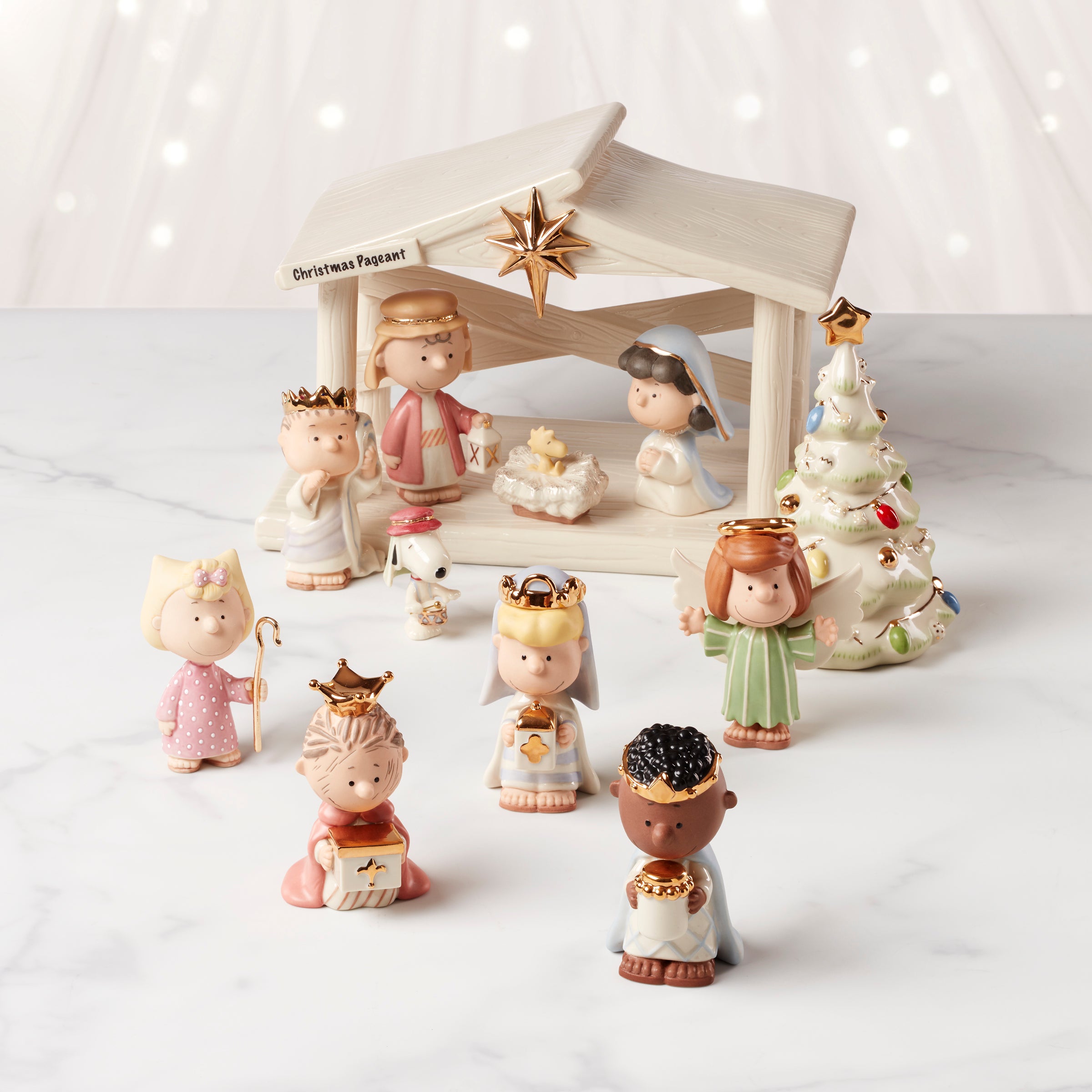 Porcelain Peanuts Nativity Angel Figurine with Gold Accents | Peppermint Patty