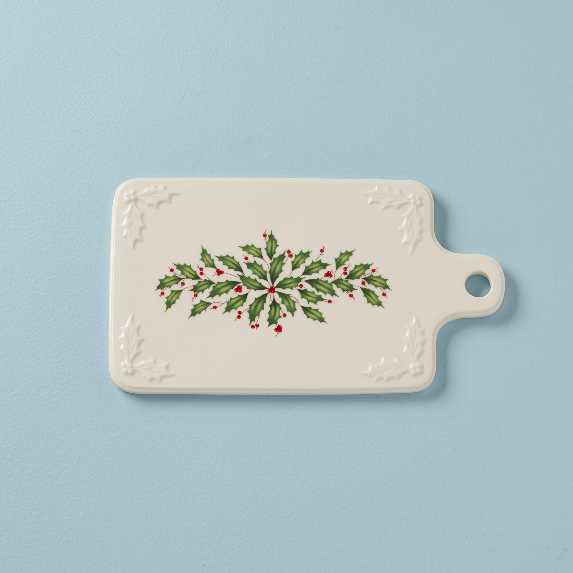 Holiday Cheese Slab with Holly Motif | Perfect Hostess Gift