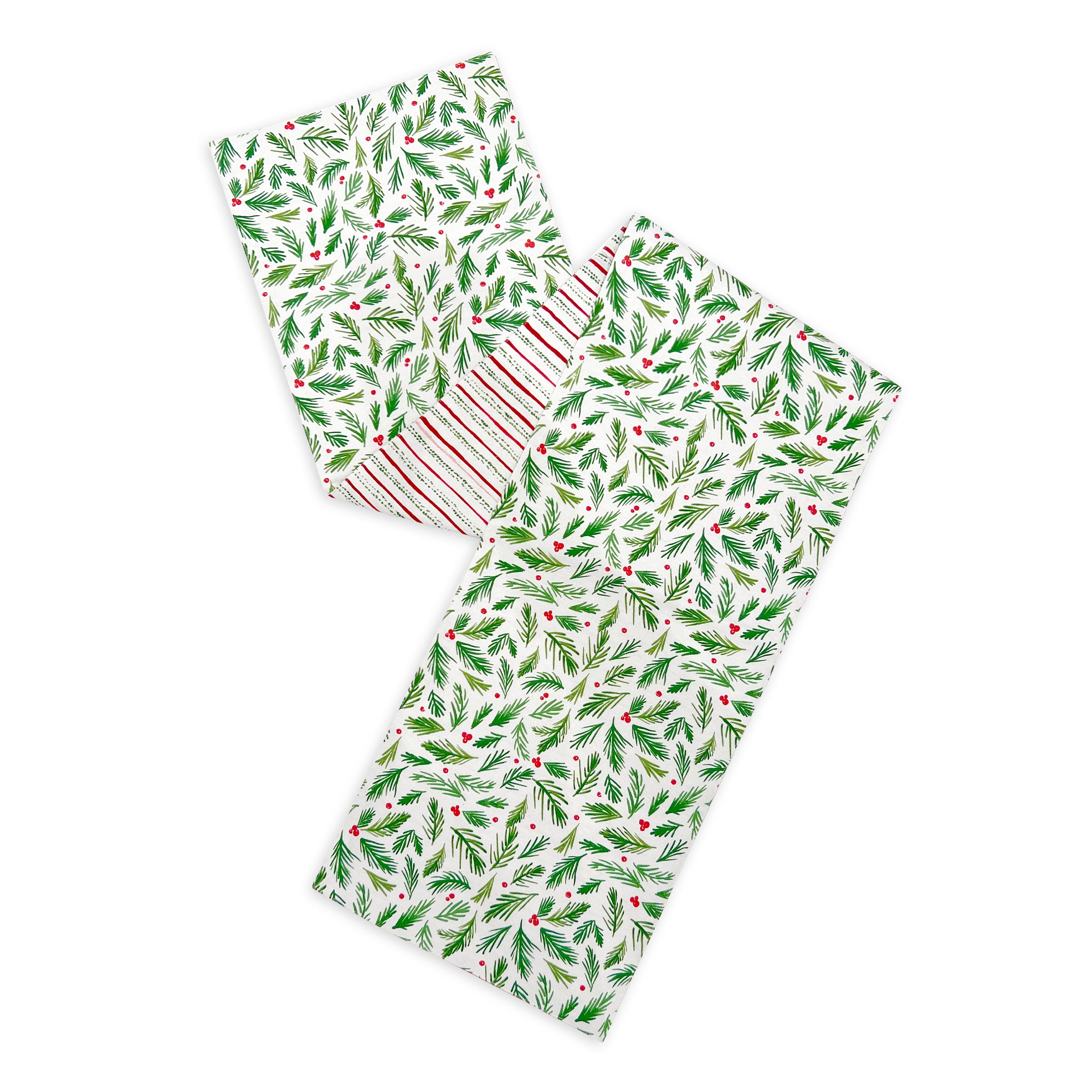 Reversible Holiday Table Runner with Festive Bayberry Motifs | Merry & Bright