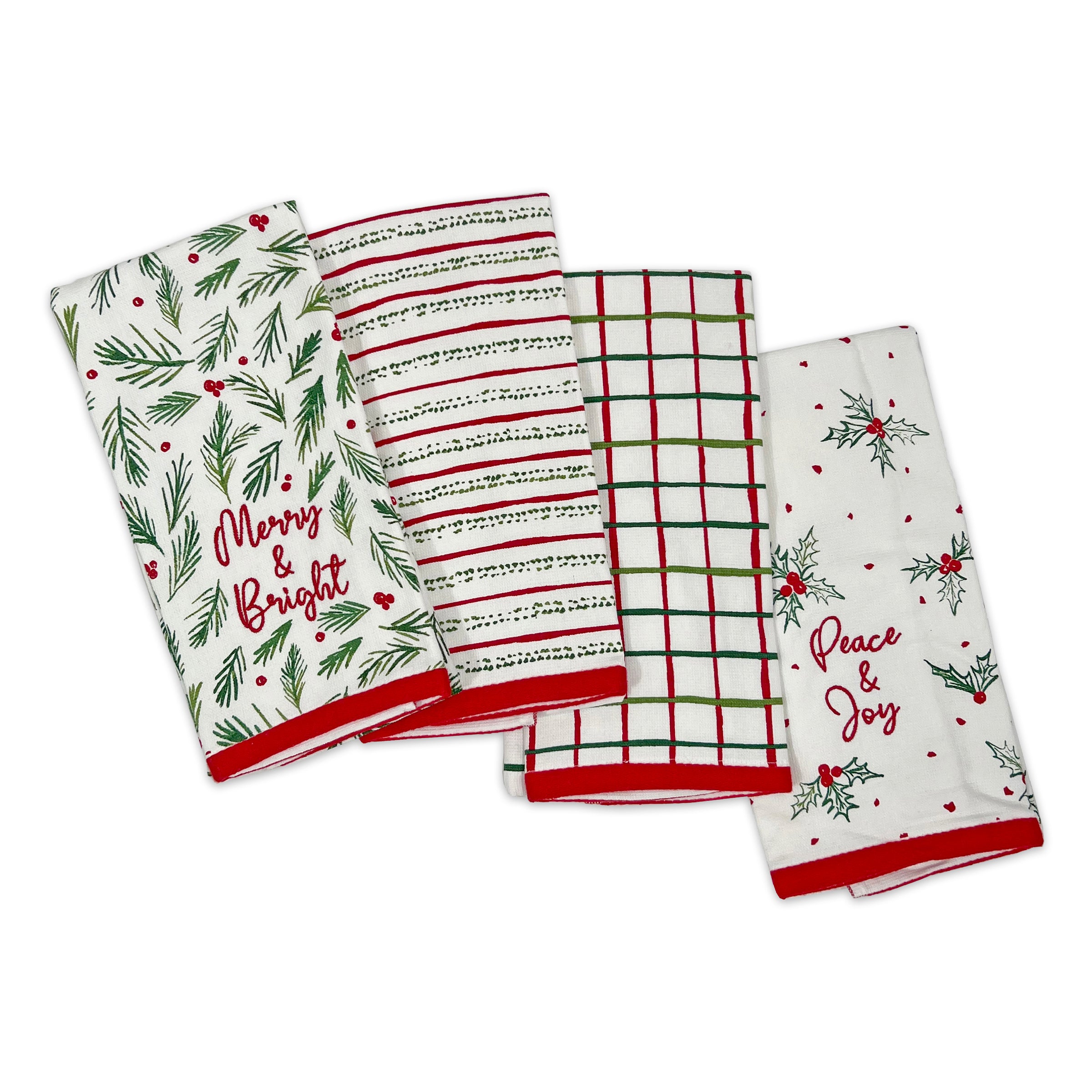 Christmas Kitchen Towels Set of 4 with Holiday Motifs | Bayberry