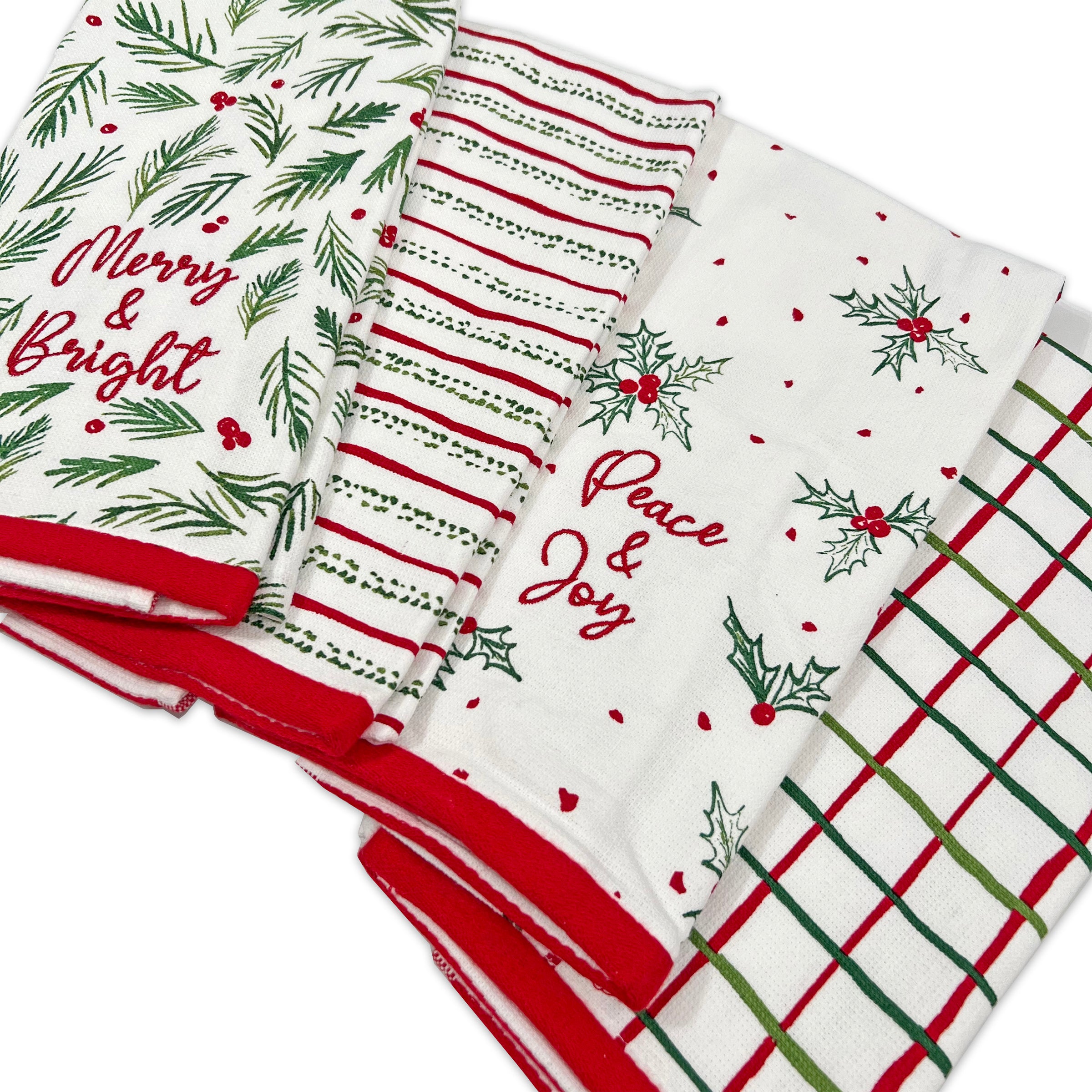 Christmas Kitchen Towels Set of 4 with Holiday Motifs | Bayberry